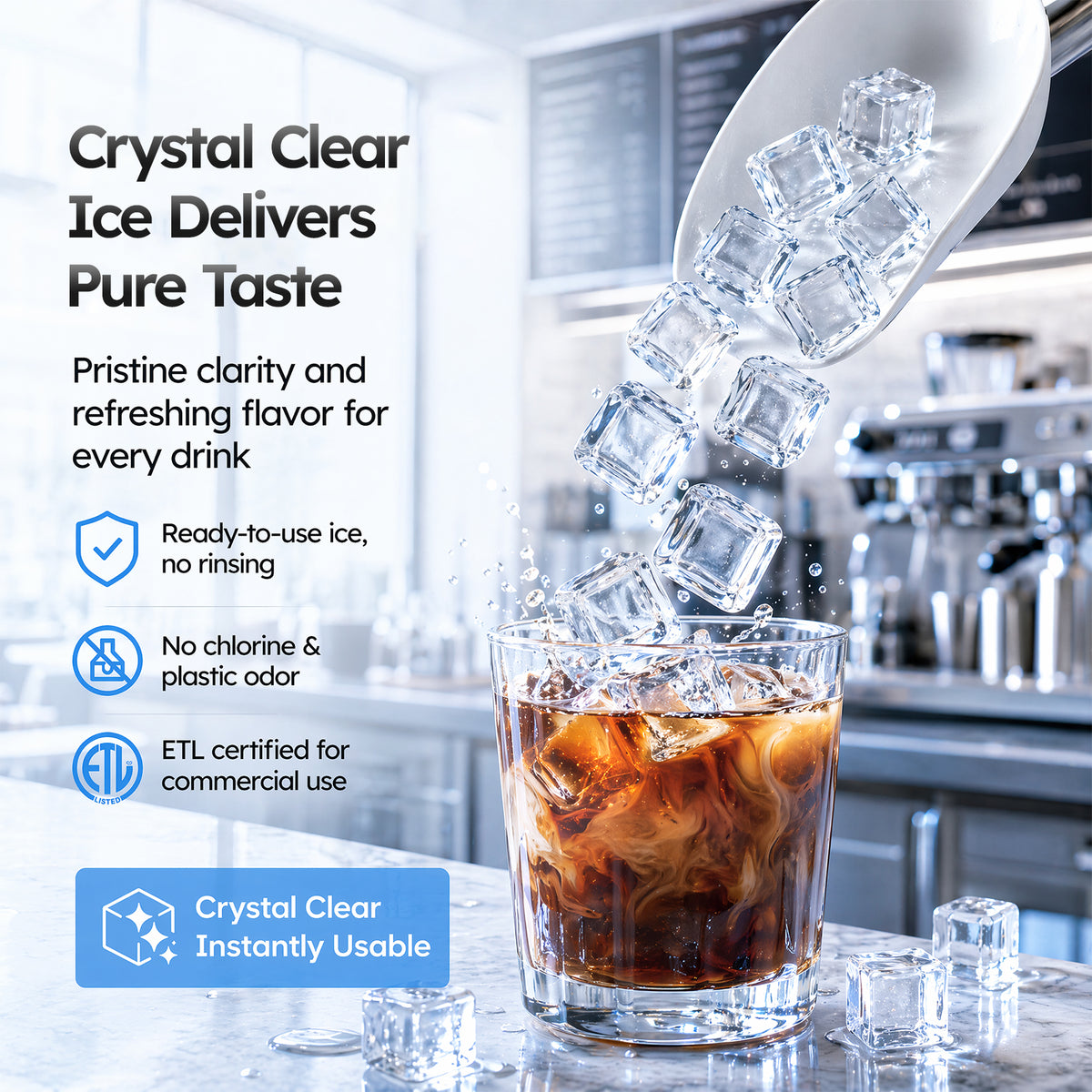 Ecojoy 680 lbs/24H Commercial Ice Maker with 560 lbs Ice Storage Bin, ETL Certified, 110V Ice Machine with 12-Level Thickness Control, Self-Cleaning for Restaurants, Bars, Cafes and Hotels