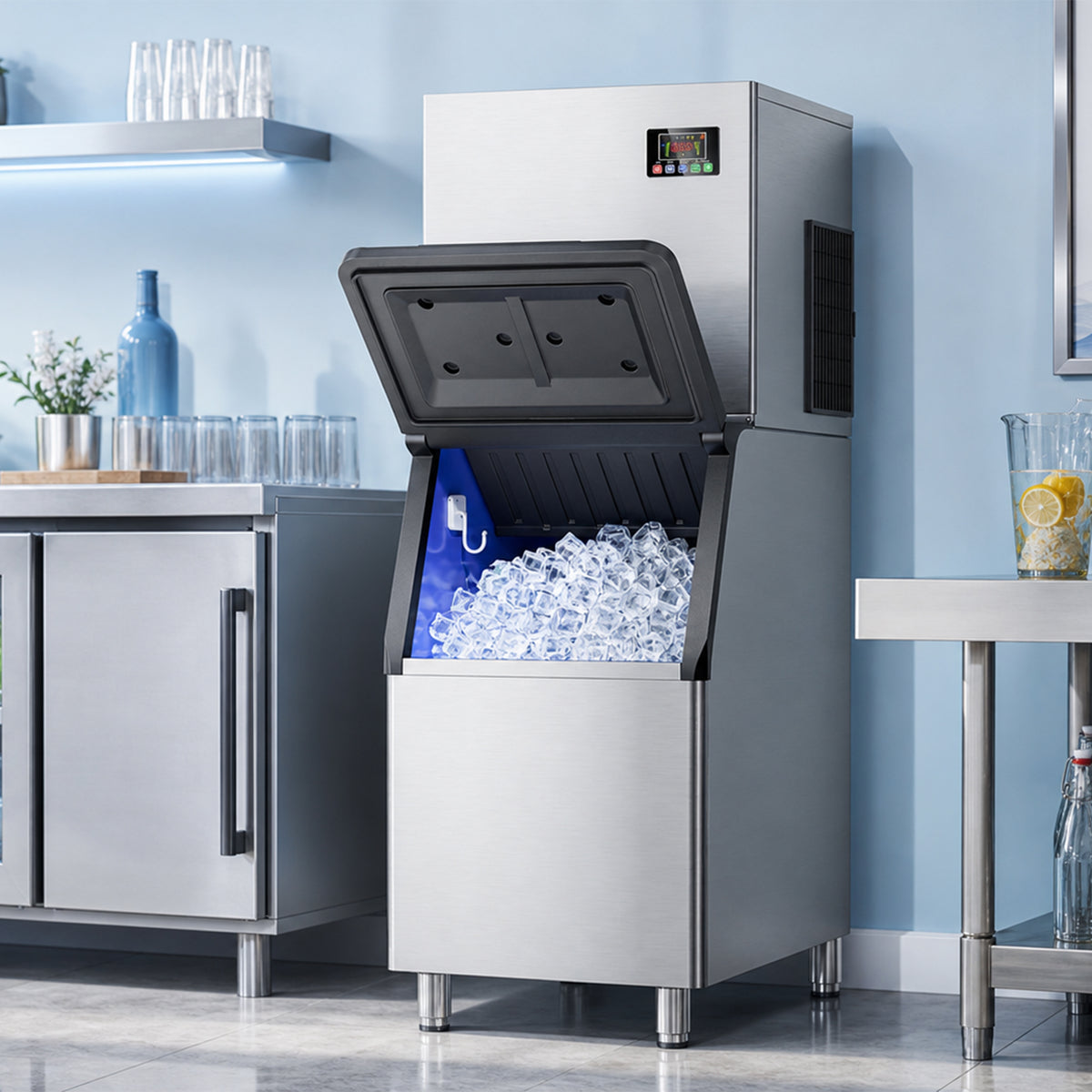 Ecojoy 760 lbs/24H Commercial Ice Maker Machine with 560 lbs Storage Bin, ETL-Certified Industrial Ice Machine, Self-Cleaning, 10–15-Minute Ice Cycles for Restaurants, Bars & Cafes
