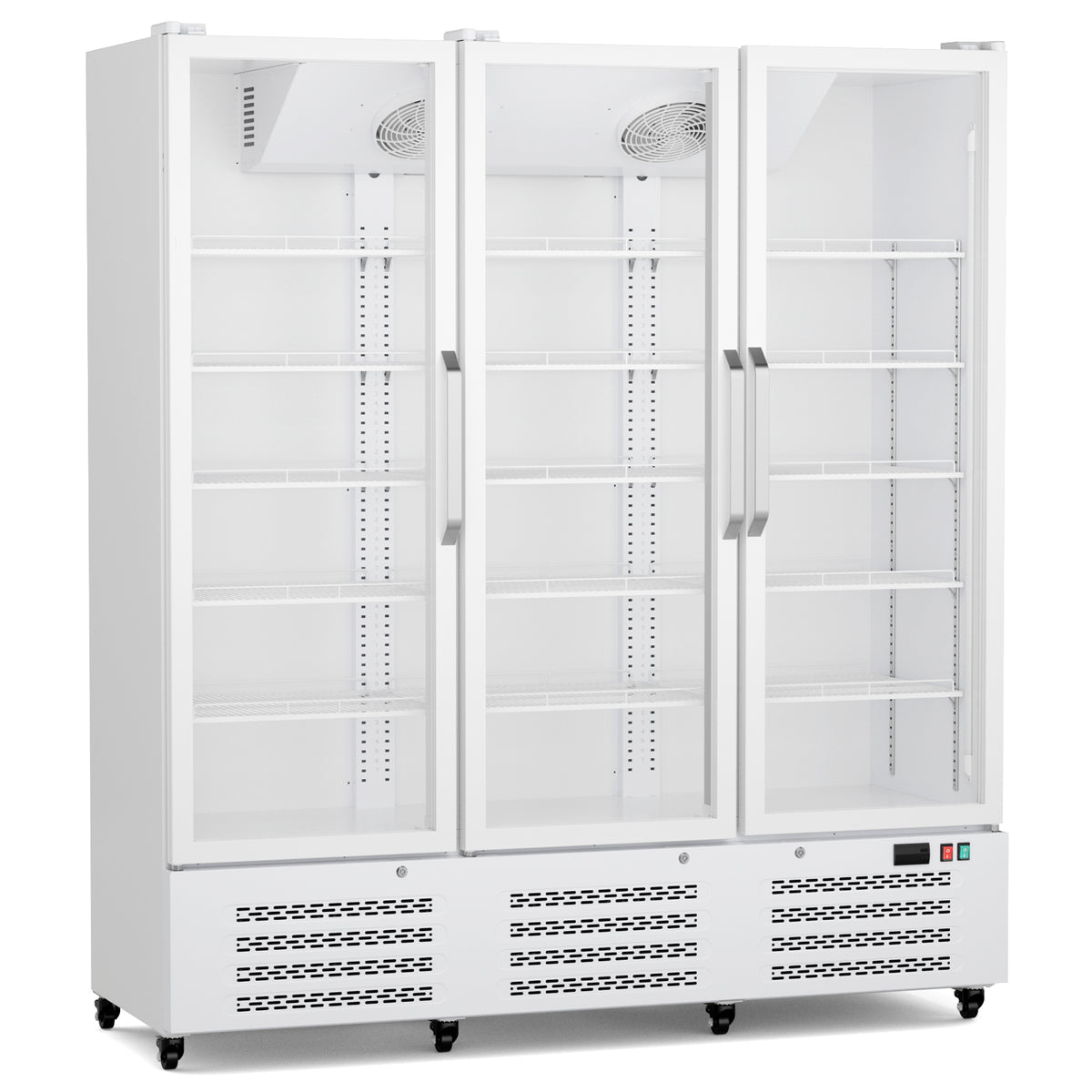 Ecojoy 56 Cu. Ft. Commercial Beverage Refrigerator, Triple Glass Door Display Cooler with 15 adjustable shelves, Door Lock, For Shop Restaurant bar, Upright Merchandiser, Digital Temperature Control