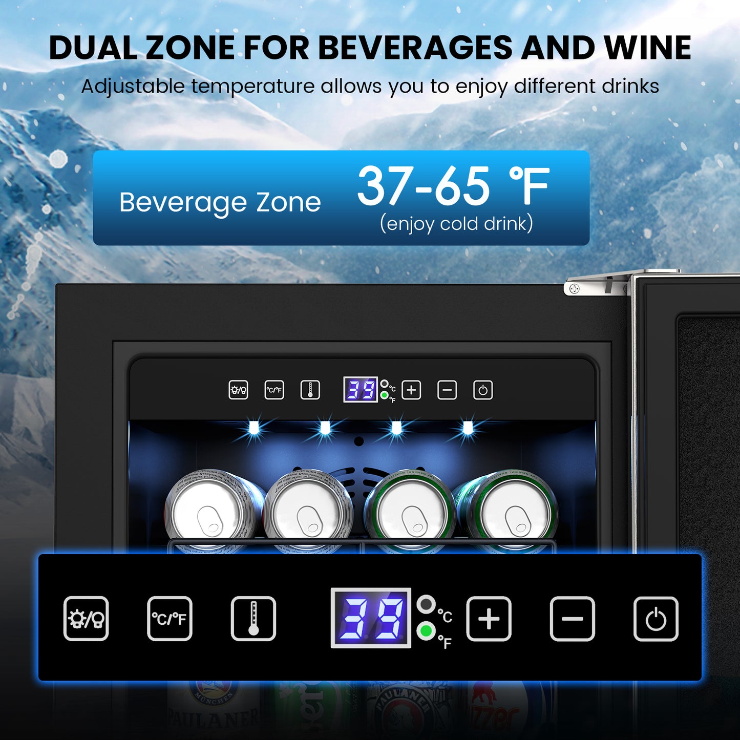 Outdoor Refrigerator 15'' Built-in Freestanding Compressor Beverage Fridge Refrigerator for Home/RV, Under counter Fridge Stainless Steel with Removable Shelves