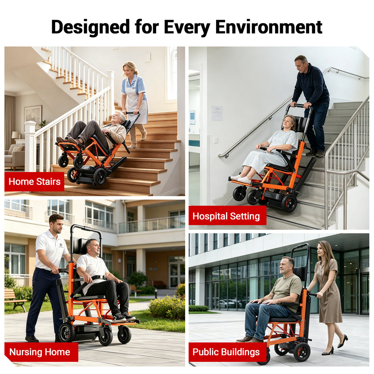 Ecojoy Power Stair Climbing Wheelchair, Electric Mobile Wheel Chair with Comfortable Soft Cushion for Seniors, Heavy Duty Motorized Wheelchair with 480 LBS Load Capacity, Foldable