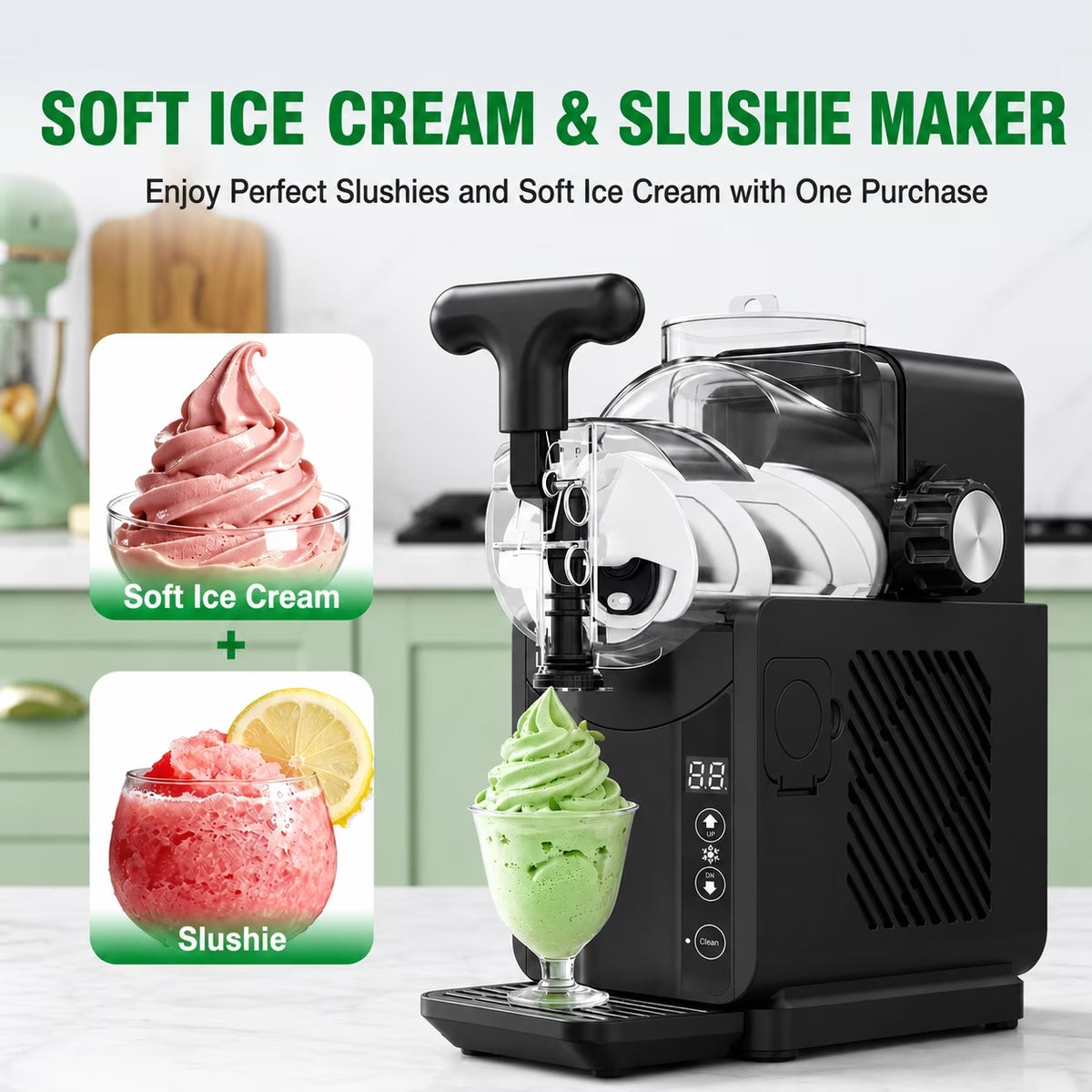 Ecojoy Slushie Machine for Home - Frozen Drink Maker with Auto-Fresh Keep, Smart Display & Self-Cleaning - Perfect for Margaritas, soft-serve ice cream, Milkshakes & More