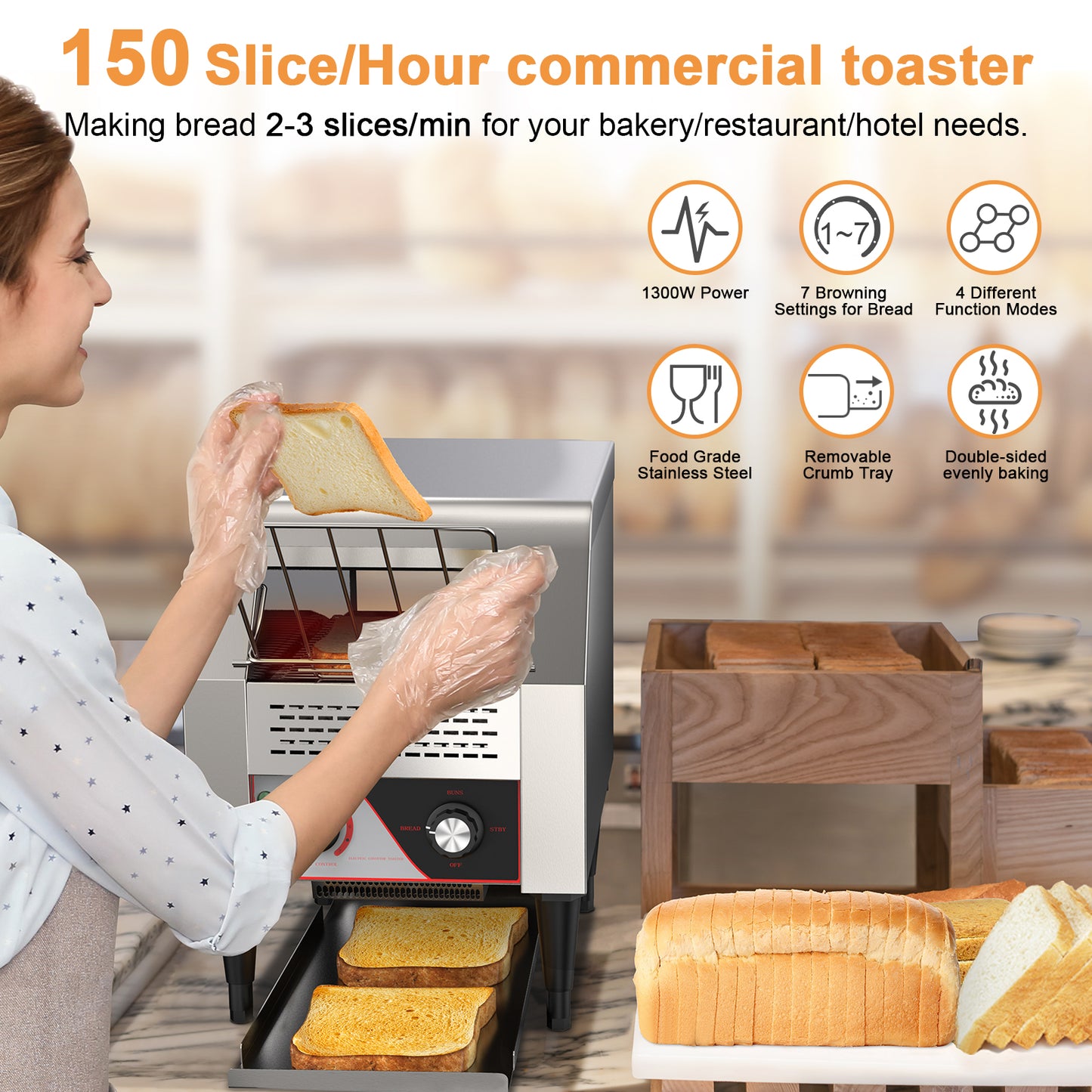 150PCS/H Electric Commercial Conveyor Toaster Tray Toasting Machine Restaurant