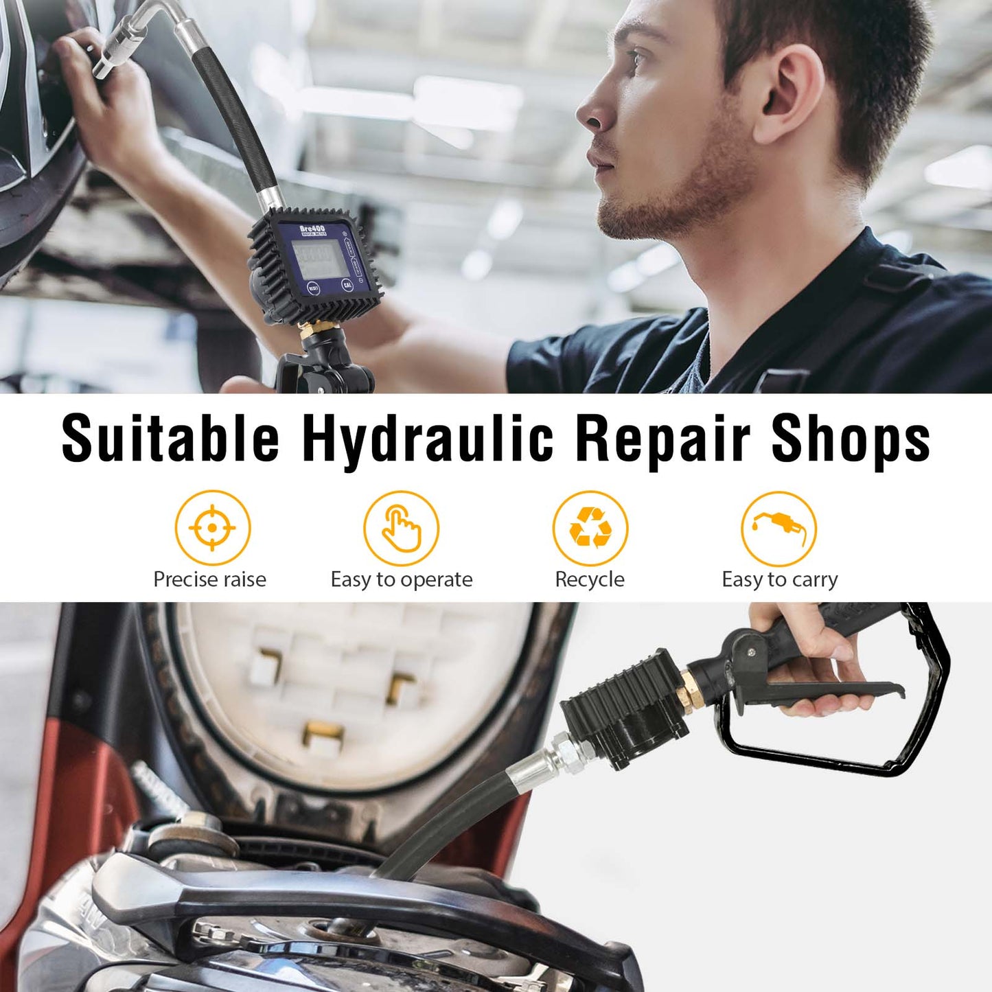 Digital Oil Control Valve Meter Nozzle, Pneumatic Oil Gun with 1/2" NPT Inlet