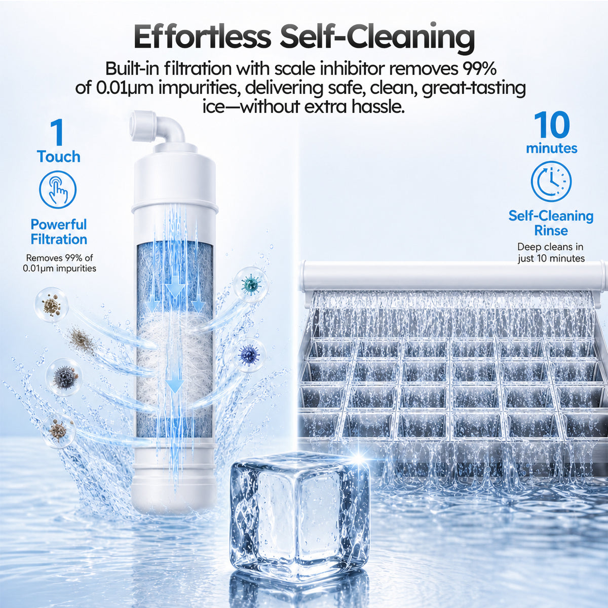 Ecojoy 760 lbs/24H Commercial Ice Maker Machine with 560 lbs Storage Bin, ETL-Certified Industrial Ice Machine, Self-Cleaning, 10–15-Minute Ice Cycles for Restaurants, Bars & Cafes