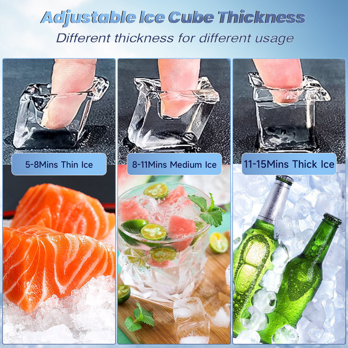 Ecojoy Commercial Ice Maker 550 Lbs/24H, 360 Lbs Large Storage Air-Cooled Commercial Ice Machine