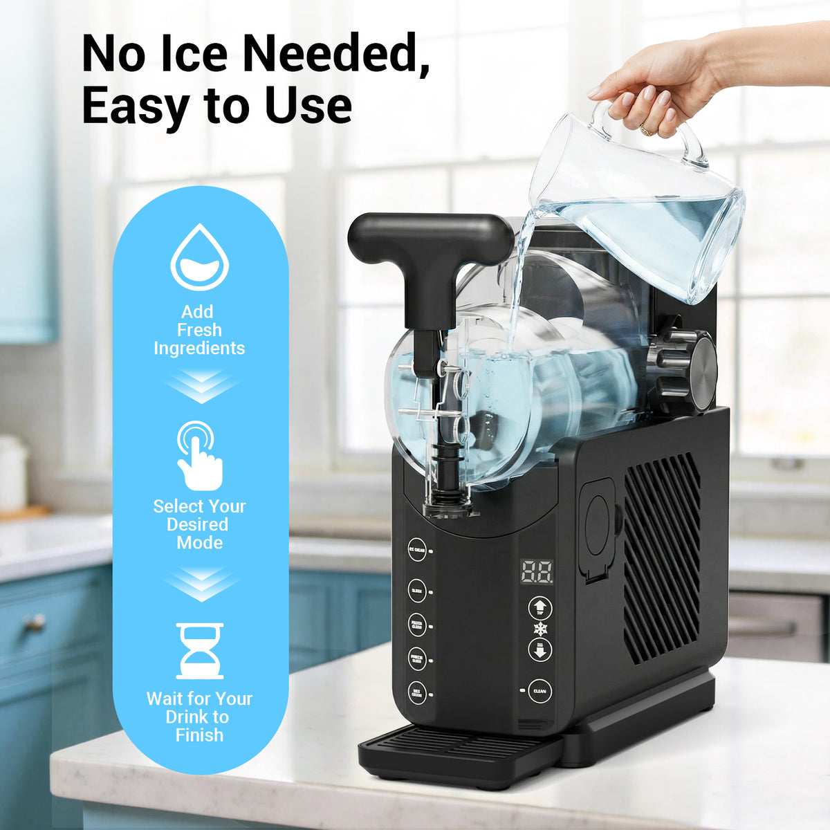 Ecojoy Slushie Machine for Home - No Ice Needed, Fast 5-Min Freeze, Auto-Clean, 5 Preset Modes | Frozen Margaritas, Cocktails, Smoothies, Frappés, Ice Cream
