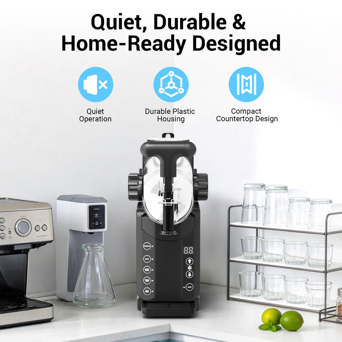Ecojoy Slushie Machine for Home - No Ice Needed, Fast 5-Min Freeze, Auto-Clean, 5 Preset Modes | Frozen Margaritas, Cocktails, Smoothies, Frappés, Ice Cream