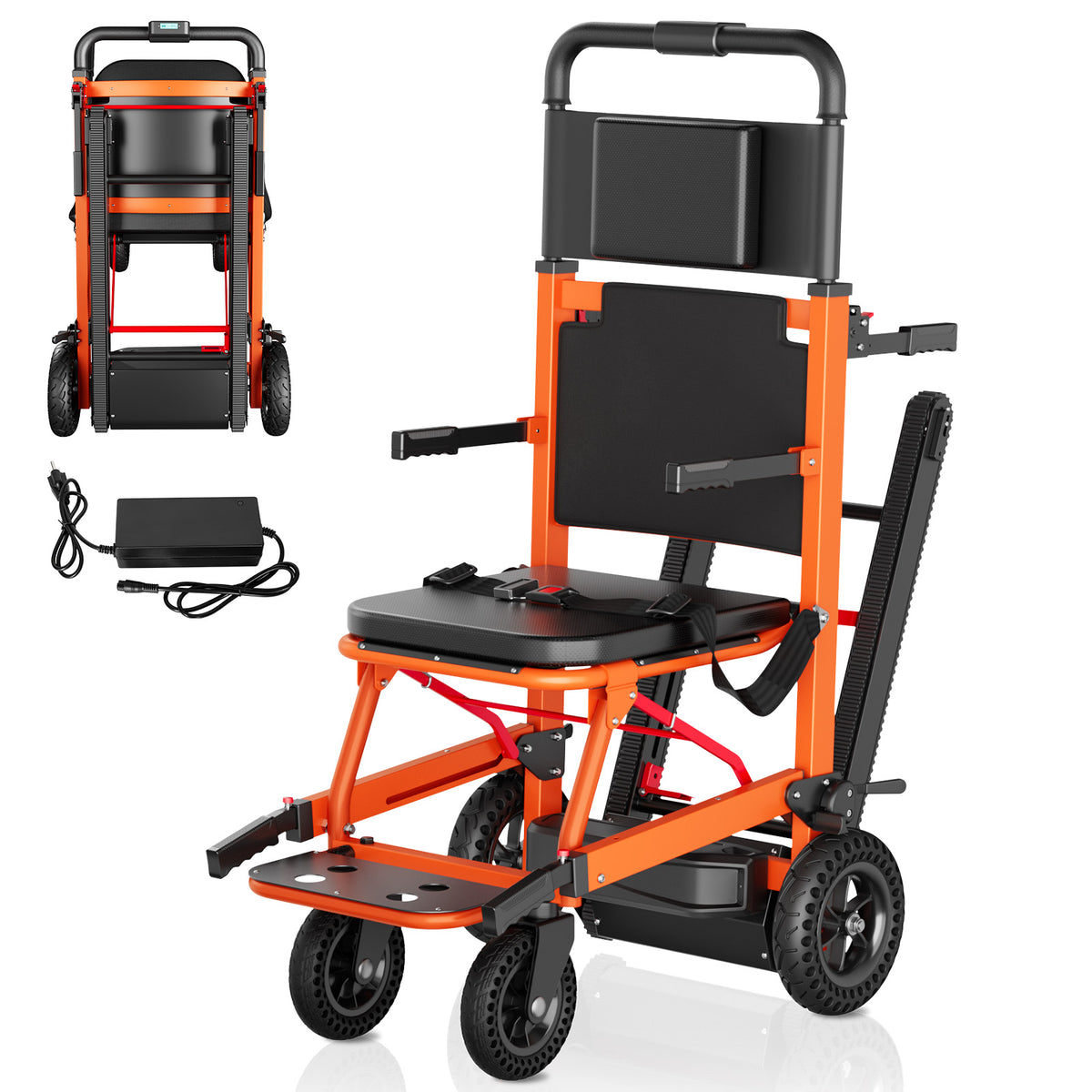 Ecojoy Power Stair Climbing Wheelchair, Electric Mobile Wheel Chair with Comfortable Soft Cushion for Seniors, Heavy Duty Motorized Wheelchair with 480 LBS Load Capacity, Foldable