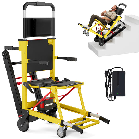 Ecojoy Portable Electric Chair - Stair Climbing, Track Stair Chair Electric Wheelchair, Yellow, 440lb Limit