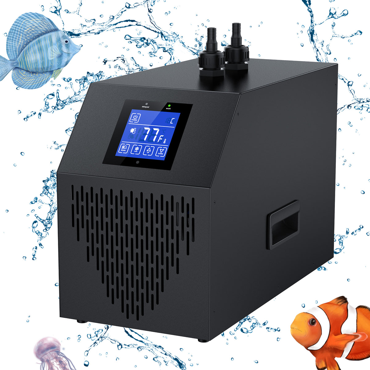 Ecojoy Aquarium Chiller 42 Gal, 1/10 HP Fish Tank Water Chiller Machine Hydroponic Cooling System with Effective Refrigeration Compressor and Upgraded LED display, for Axolotl Jellyfish