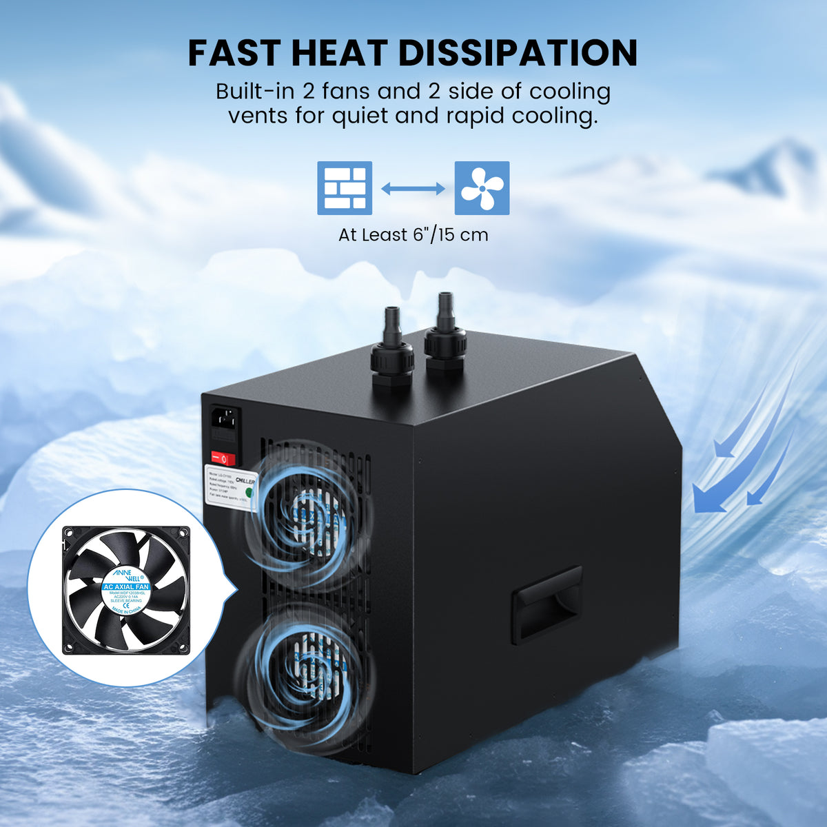 Ecojoy Aquarium Chiller 42 Gal, 1/10 HP Fish Tank Water Chiller Machine Hydroponic Cooling System with Effective Refrigeration Compressor and Upgraded LED display, for Axolotl Jellyfish