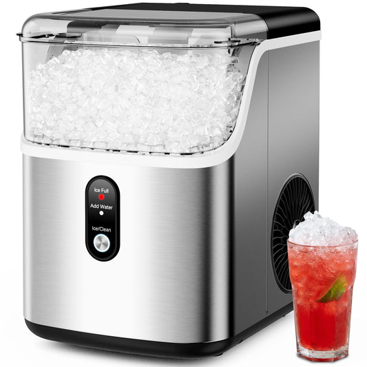 Ecojoy 35lbs/24H Nugget Ice Maker Countertop,Portable Ice Maker Machine with Auto-Cleaning, Black