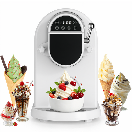 Ecojoy Soft Serve Ice Cream Machine 1.25Qt | No Pre-Freezing Countertop Ice Cream Maker for Home | Built-In Compressor | Adjustable Hardness, LED Display | Frozen Yogurt, Dairy Free