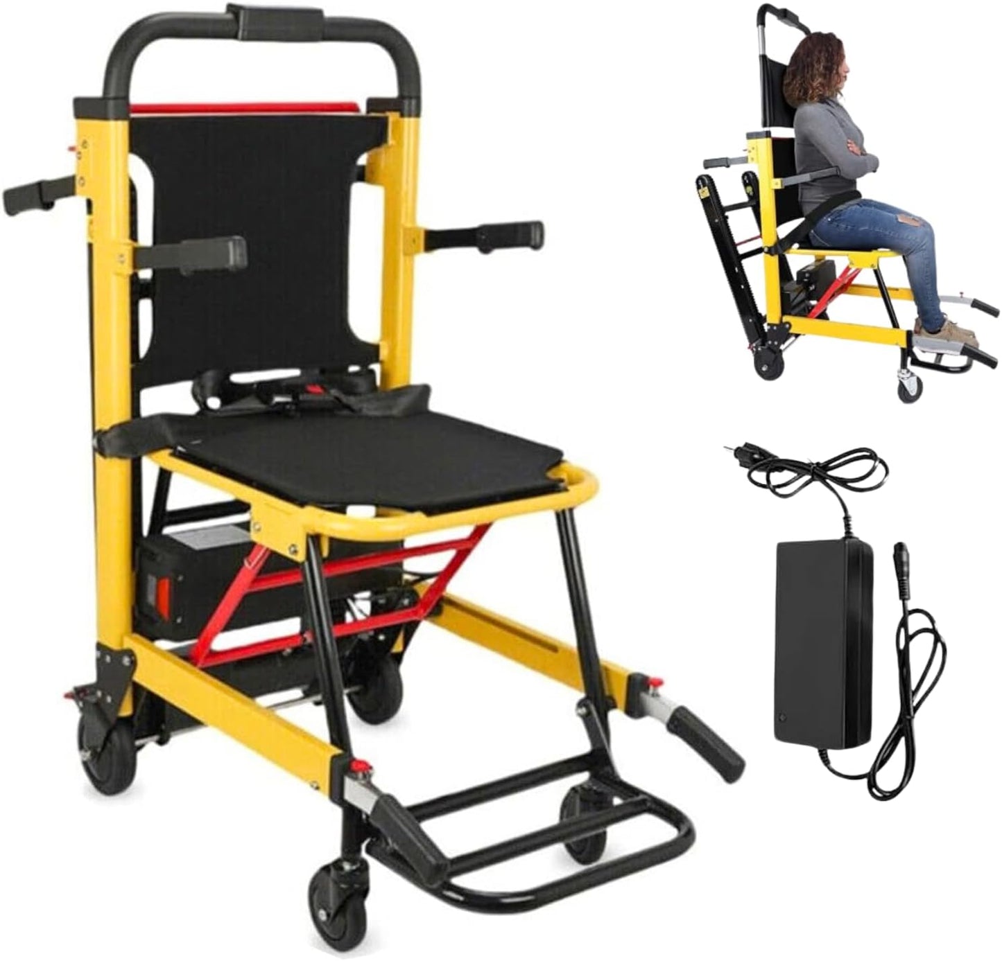 Ecojoy Portable Electric Chair, Track Climbing Wheelchair, Assist Stair Chair Electric Wheelchair, 440 lb Limit