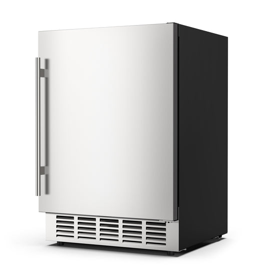 Outdoor Refrigerator 24'' Built-in Freestanding Compressor Beverage Fridge Refrigerator for Home/RV, Under counter Fridge Stainless Steel with Removable Shelves