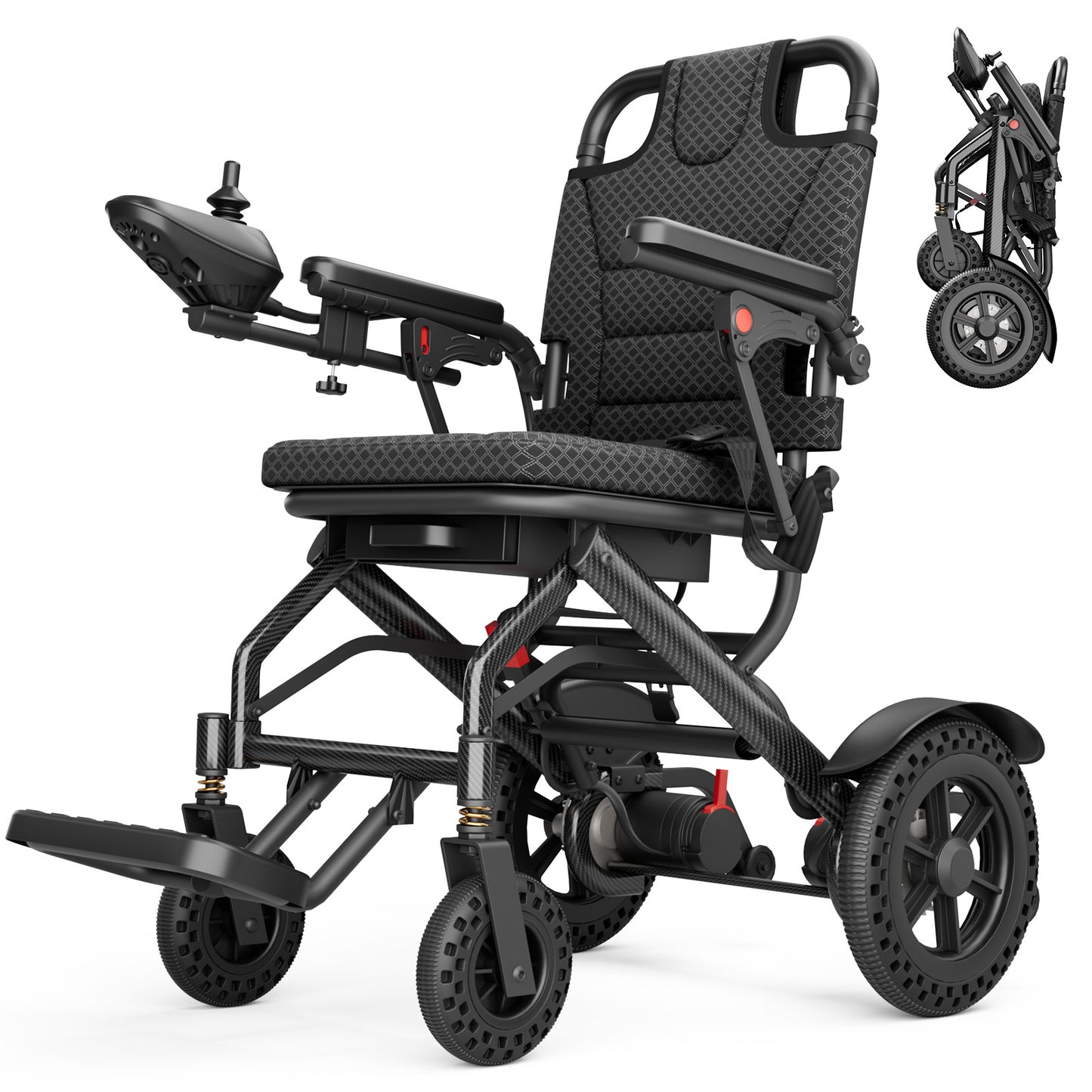 Ultralight 36lbs Foldable Electric Wheelchair - 15mi Range, 400W Silent Motor, Aircraft Aluminum Frame (Senior & Travel Friendly)
