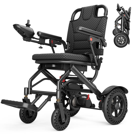 Ultralight 36lbs Foldable Electric Wheelchair - 15mi Range, 400W Silent Motor, Aircraft Aluminum Frame (Senior & Travel Friendly)