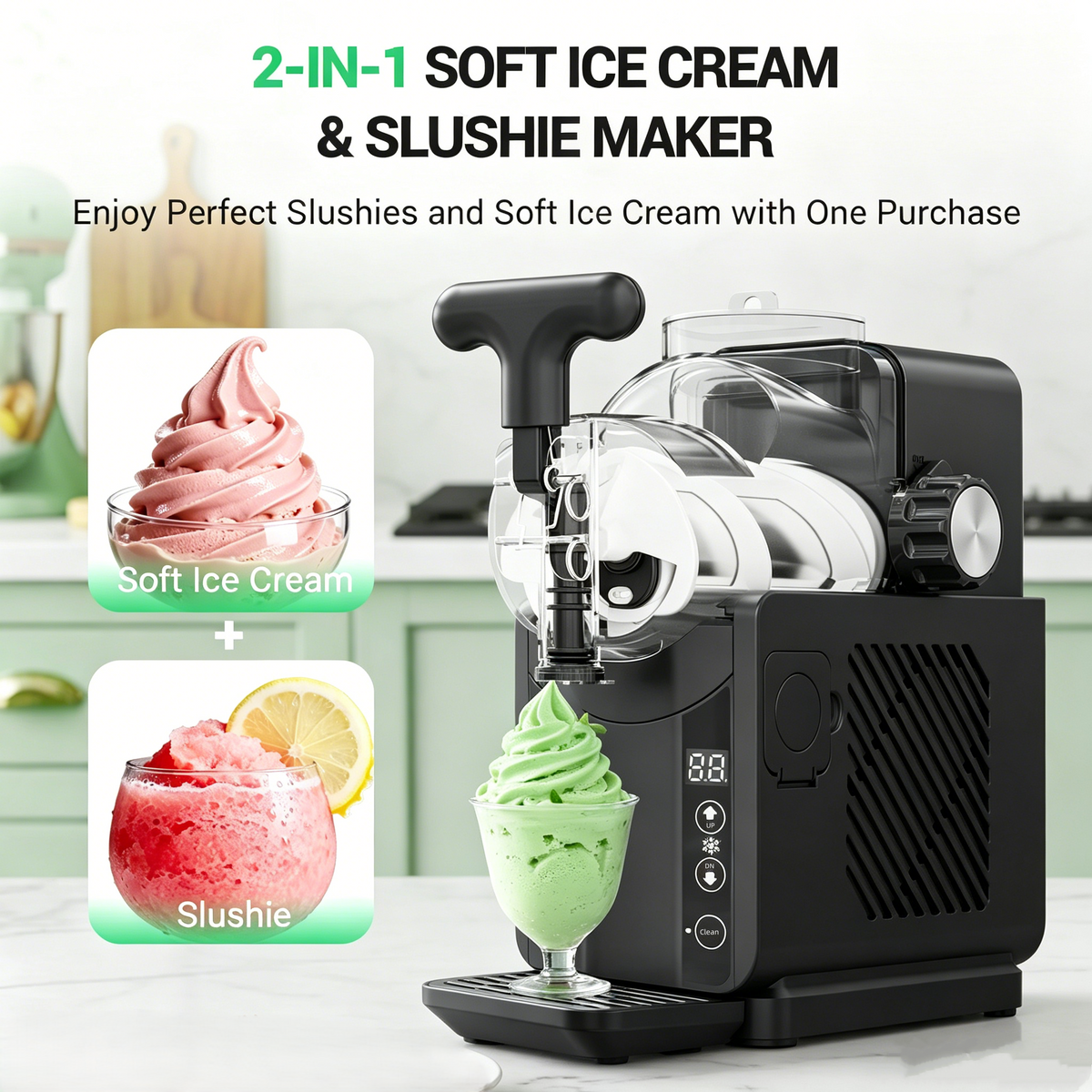 Ecojoy Slushie Machine for Home - No Ice Needed, Fast 5-Min Freeze, Auto-Clean, 5 Preset Modes | Frozen Margaritas, Cocktails, Smoothies, Frappés, Ice Cream