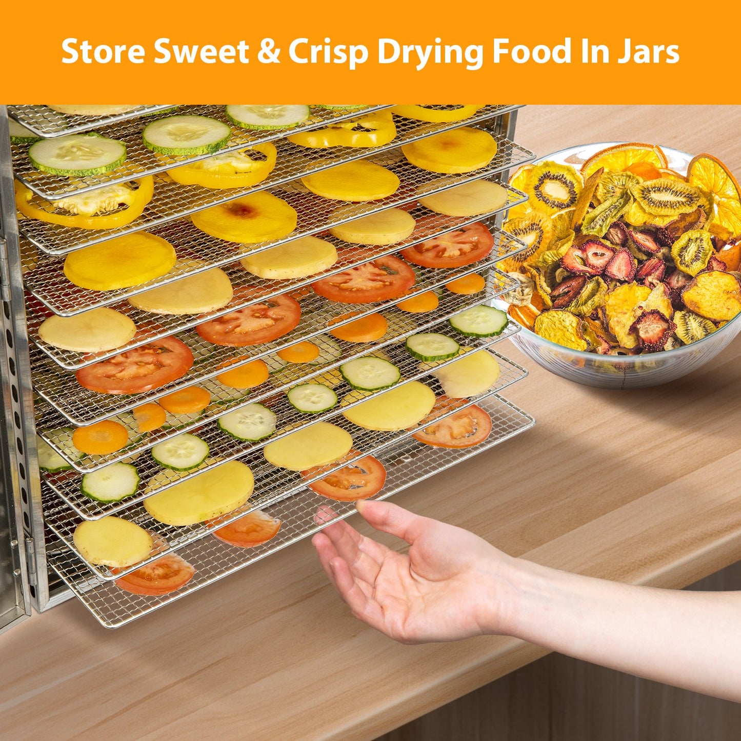 Stainless Steel Food Dehydrator Machine, 20 Tray Food Dryer Machine for Jerky Fruits & Vegetables with Commercial 1500W and Digital Control