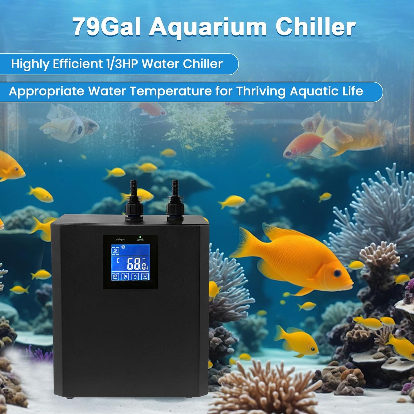 Ecojoy 79 Gal Aquarium Chiller Water Chiller Hydroponic 1/3 HP Tank Cooler With Remote