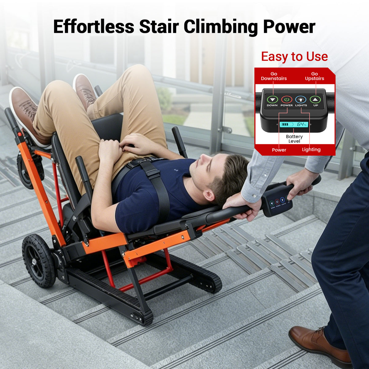 Ecojoy Power Stair Climbing Wheelchair, Electric Mobile Wheel Chair with Comfortable Soft Cushion for Seniors, Heavy Duty Motorized Wheelchair with 480 LBS Load Capacity, Foldable