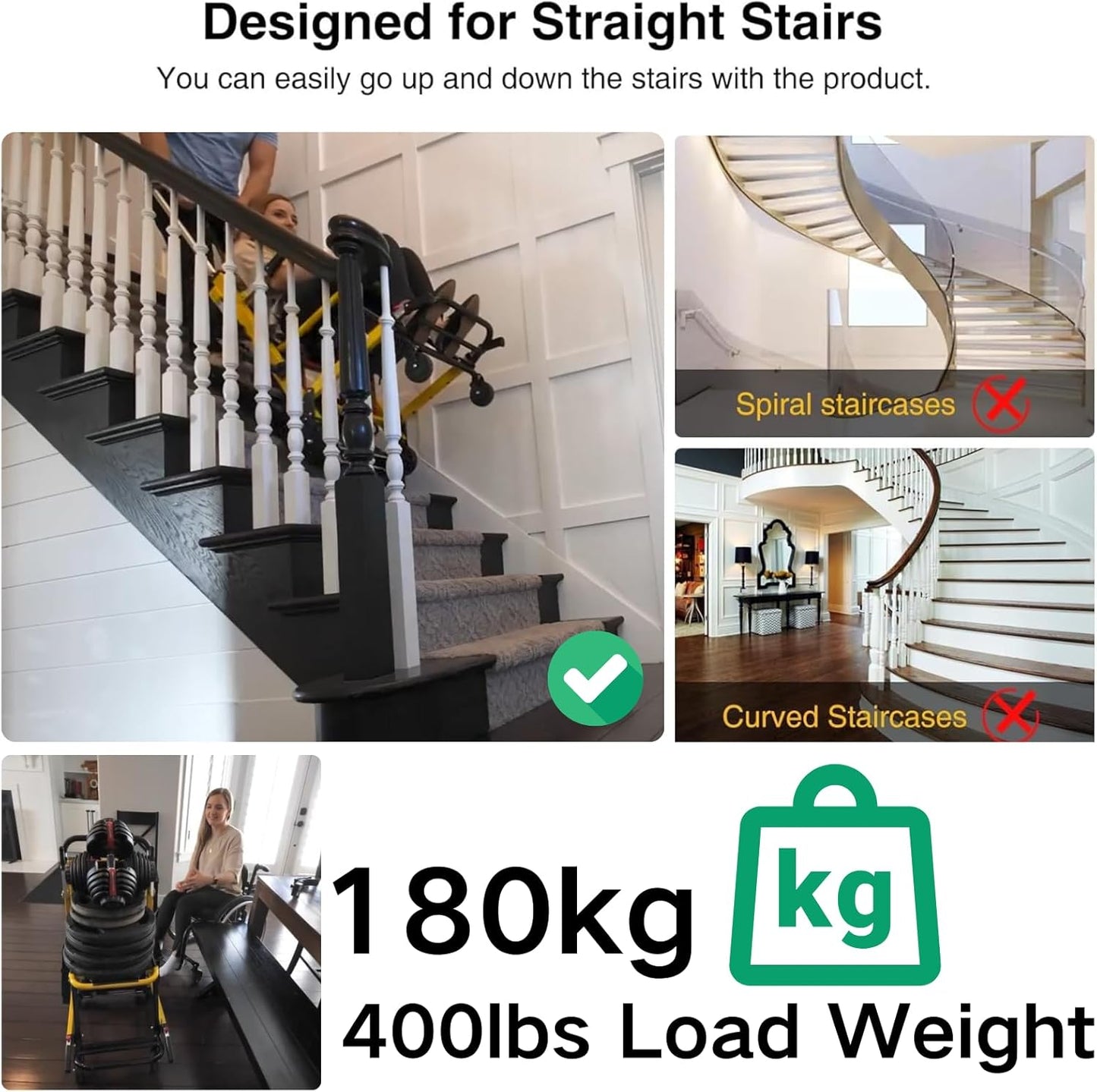 Ecojoy Portable Electric Chair, Track Climbing Wheelchair, Assist Stair Chair Electric Wheelchair, 440 lb Limit