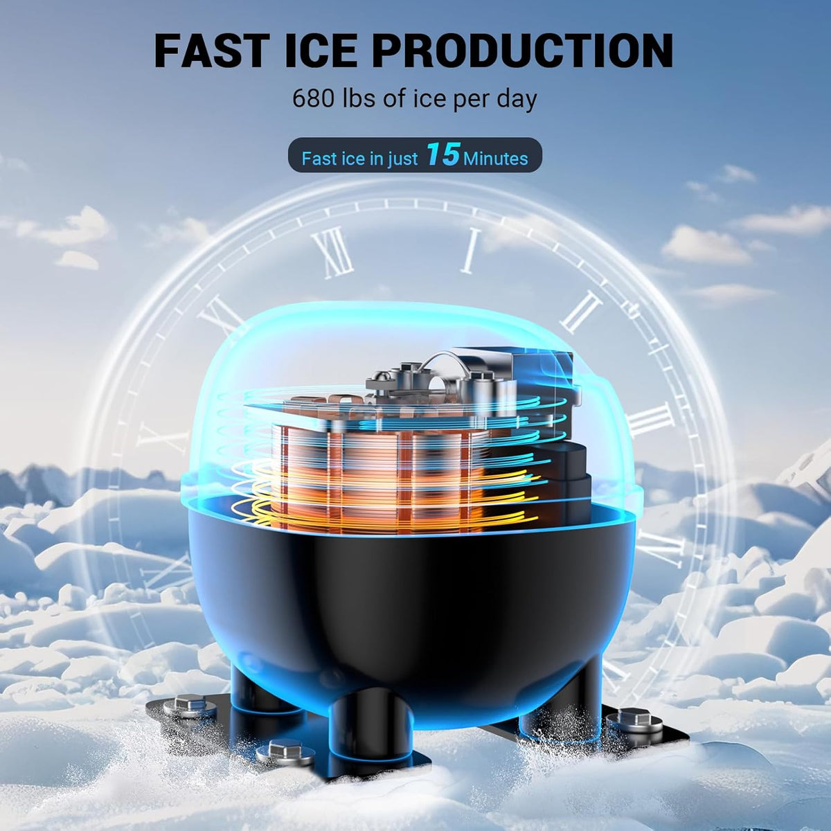 Ecojoy 650 LBS/24h Commercial Ice Maker Head 22 Inch Wide Stainless Steel Industrial Ice Machine, ETL Certified, 132 Ice Cubes Ready in 5-15 min, Self-Cleaning for Business Bar Hotel