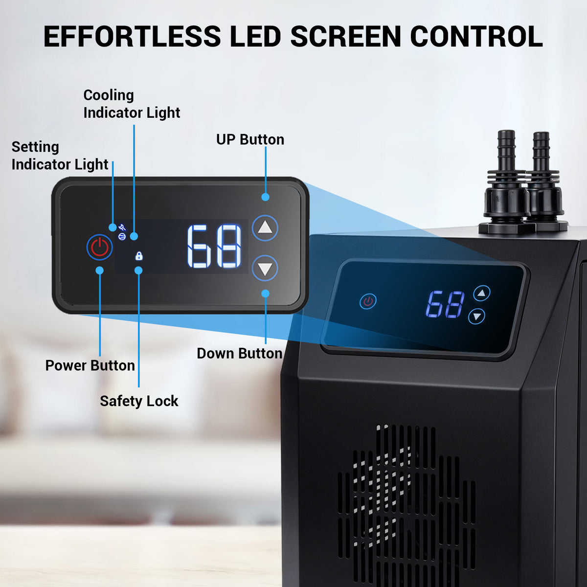 Ecojoy Aquarium Chiller 42 Gal, 1/10 HP Fish Tank Water Chiller Machine Hydroponic Cooling System with Effective Refrigeration Compressor and Upgraded LED display, for Axolotl Jellyfish