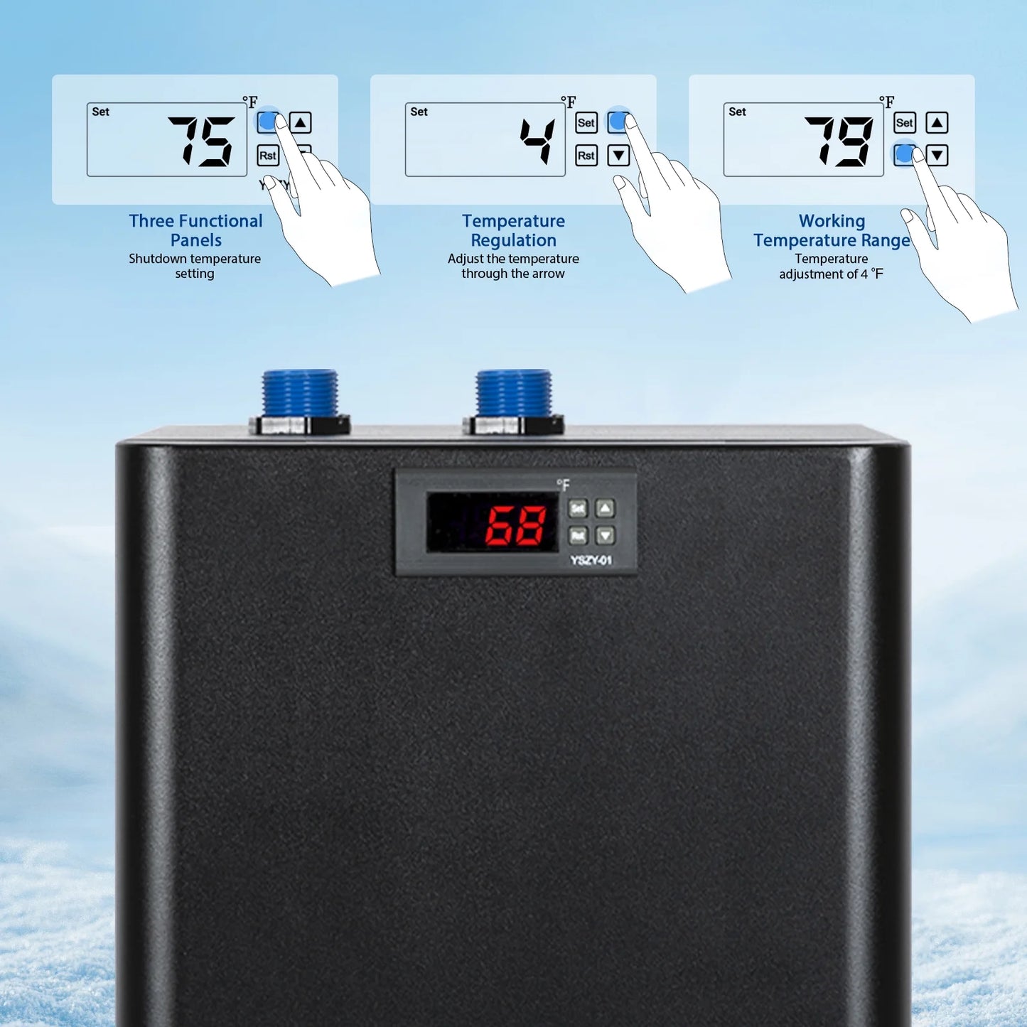 Ecojoy Aquarium Water Chiller 75GAL 1/3HP Fish Tank Chiller, 300L Cooling System with Quiet Design Compressor Refrigeration