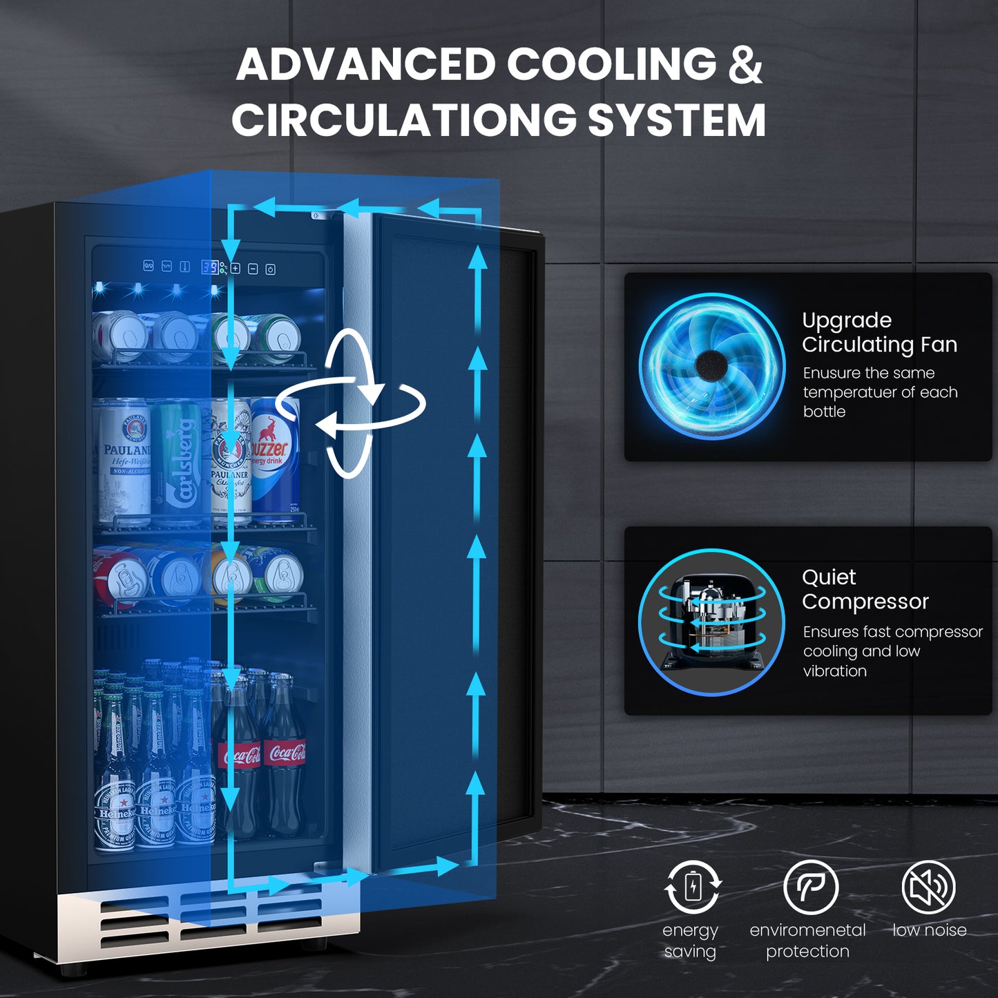 Outdoor Refrigerator 15'' Built-in Freestanding Compressor Beverage Fridge Refrigerator for Home/RV, Under counter Fridge Stainless Steel with Removable Shelves