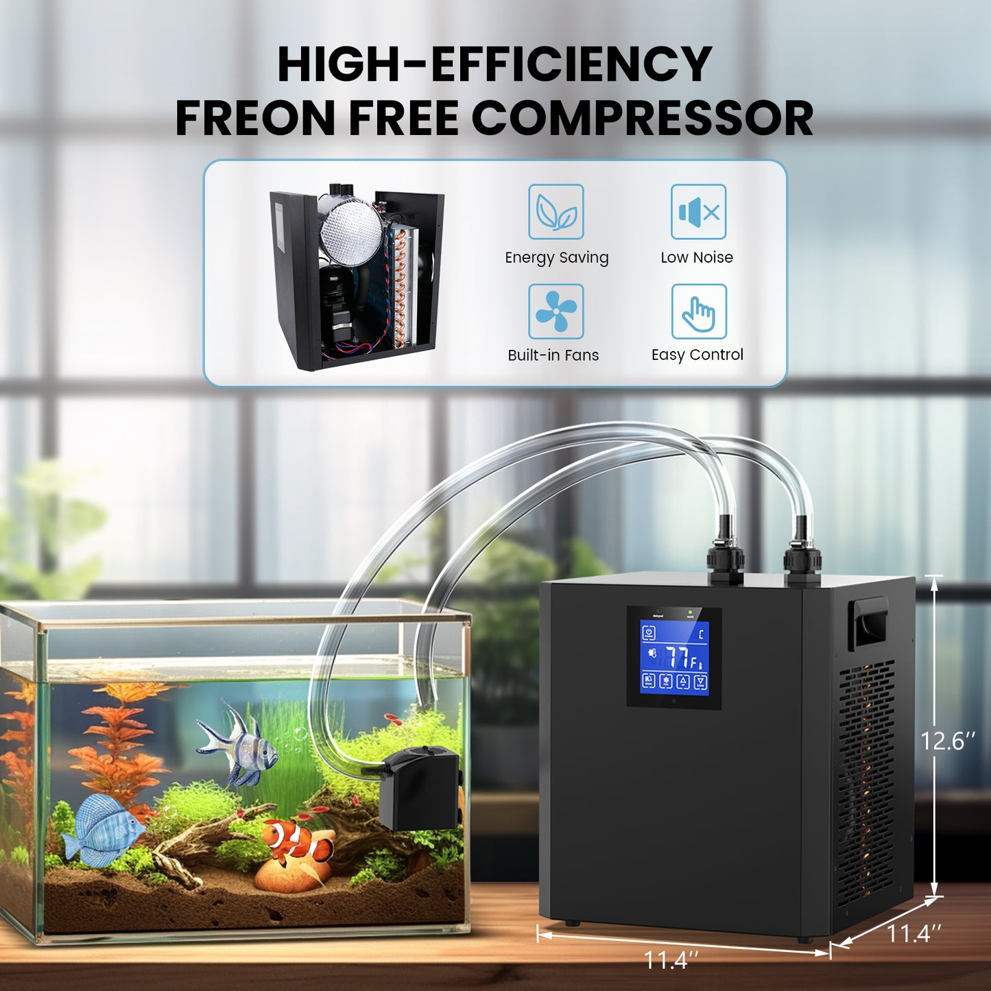 79 Gal Aquarium Chiller Water Chiller Hydroponic 1/3 HP Tank Cooler With Remote