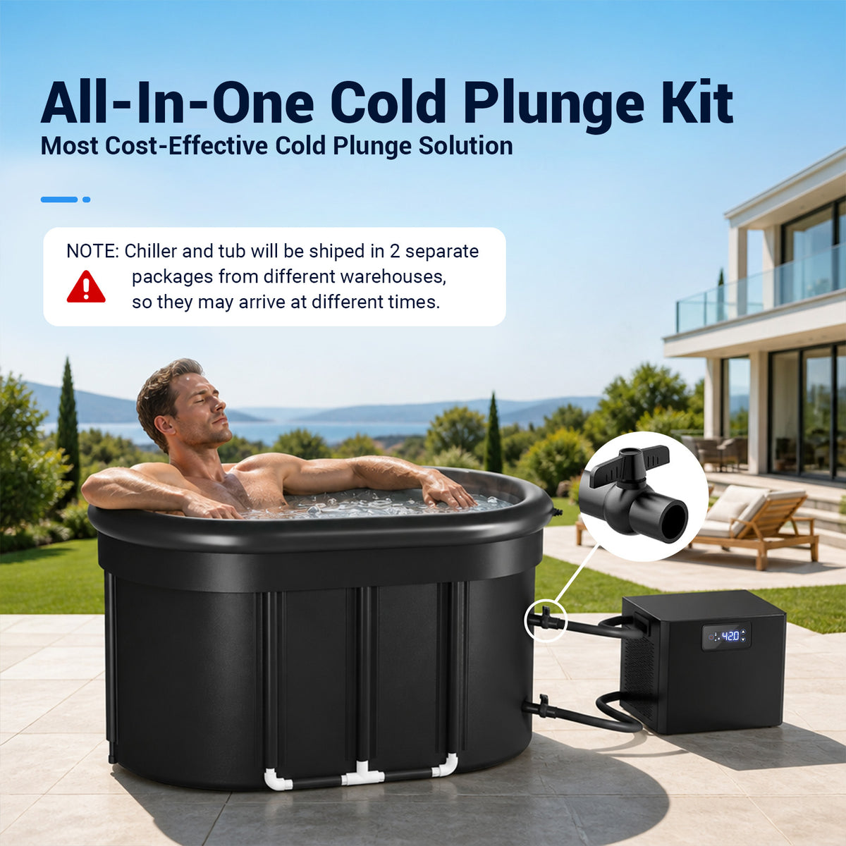 Ecojoy Oval Ice Bath Chiller & Cold Plunge Tub Kit, 1/3HP Cold Plunge Chiller with Built-in Pump & Filter, Upgraded XXL 148Gal Ice Pod, Cold Plunge Tub with Water Chiller for Cold Therapy Recovery