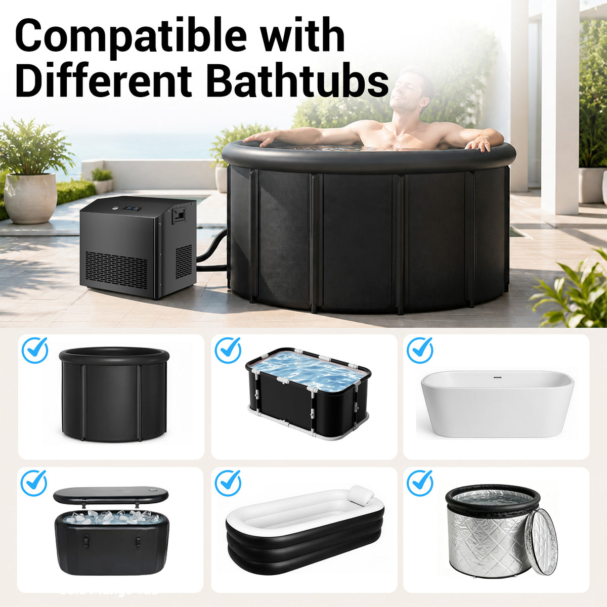 Ecojoy 1/2 HP Cold Plunge Chiller for Ice Bath Tub | Smart WiFi Control, Built-in Water Pump, Quiet Operation, Fast Cooling & Cold Therapy Recovery