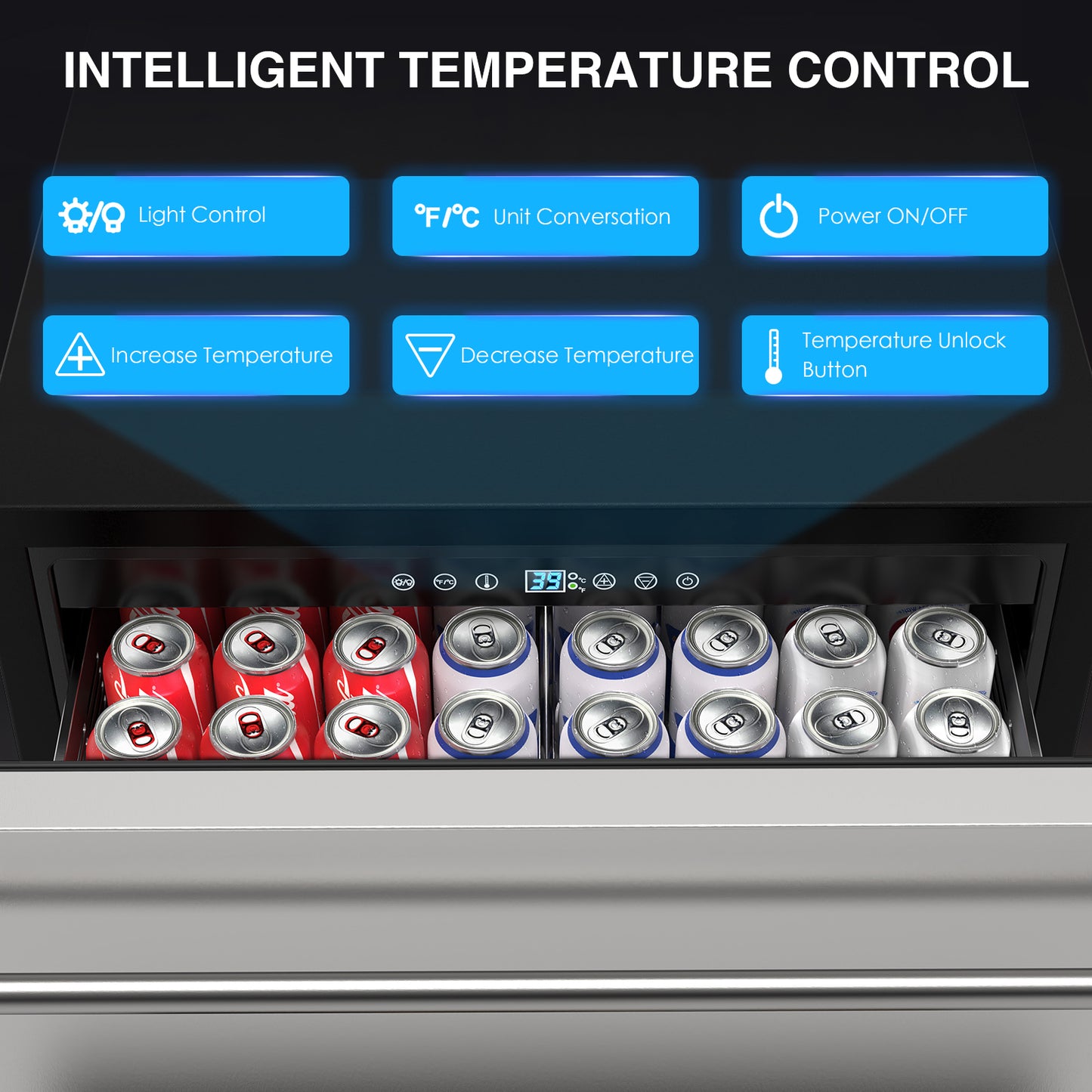 24" Under Counter Refrigerator, Indoor and Outdoor Double Drawer Fridge, Digital Display for Home and Commercial Use, 5.12cu.ft