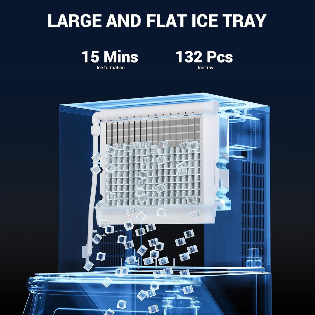Ecojoy 650 LBS/24h Commercial Ice Maker Head 22 Inch Wide Stainless Steel Industrial Ice Machine, ETL Certified, 132 Ice Cubes Ready in 5-15 min, Self-Cleaning for Business Bar Hotel