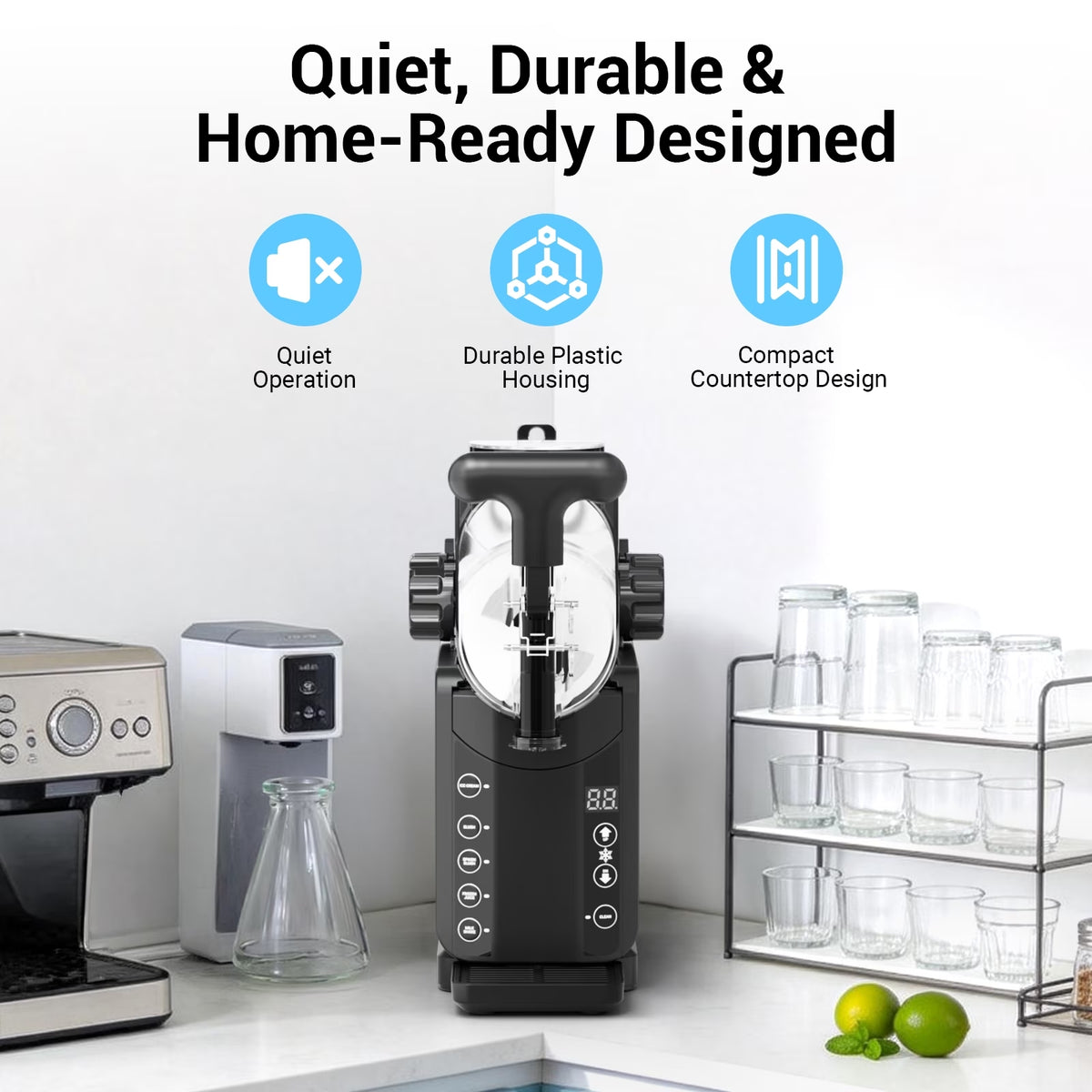 Ecojoy Slushie Machine for Home - Frozen Drink Maker with Auto-Fresh Keep, Smart Display & Self-Cleaning - Perfect for Margaritas, soft-serve ice cream, Milkshakes & More
