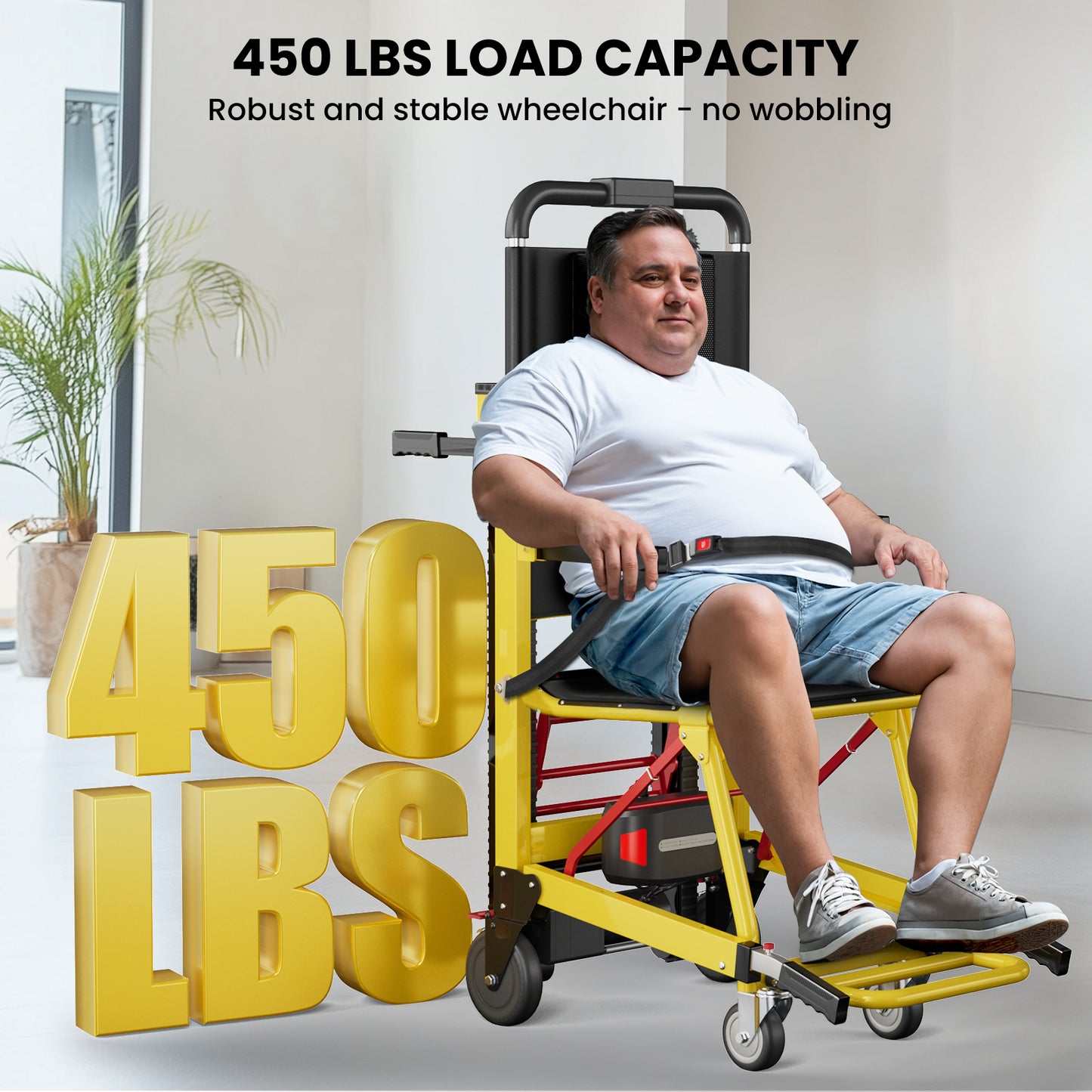 Ecojoy Portable Electric Chair - Stair Climbing, Track Stair Chair Electric Wheelchair, Yellow, 440lb Limit