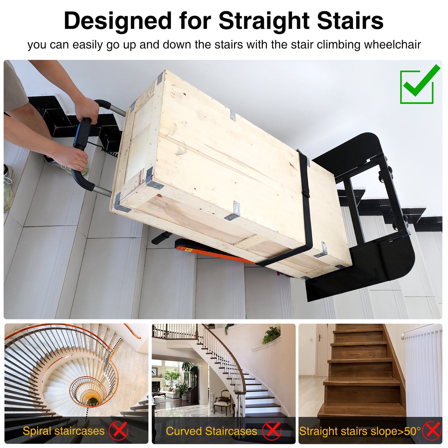 Electric Stair Climbing Hand Trucks, Dolly Cart 440lbs Max Load 120W Power Heavy Duty Folding Stair Climber Moving Cart with Motor Battery for Family Warehouse Logistics