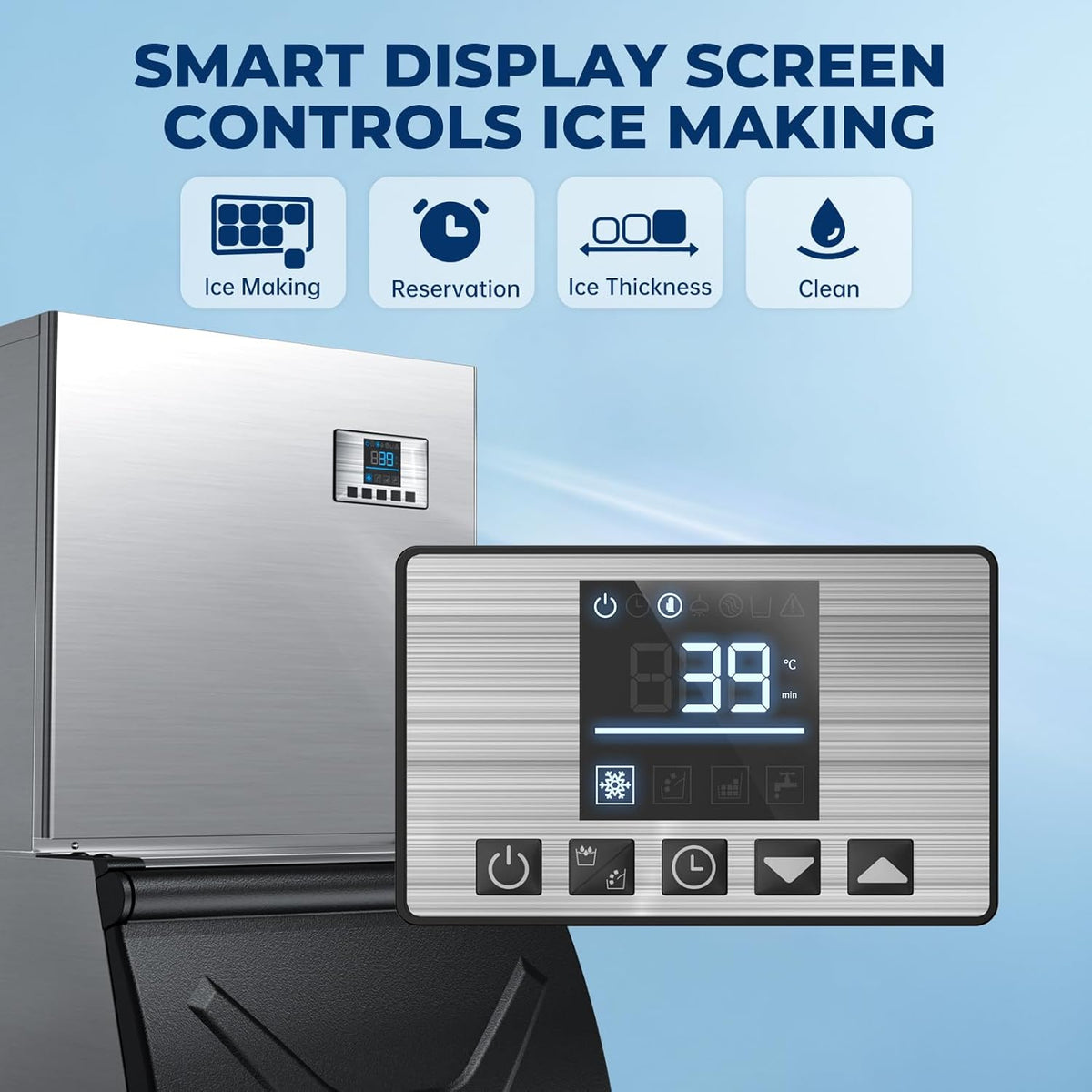 Ecojoy 650 LBS/24h Commercial Ice Maker Head 22 Inch Wide Stainless Steel Industrial Ice Machine, ETL Certified, 132 Ice Cubes Ready in 5-15 min, Self-Cleaning for Business Bar Hotel