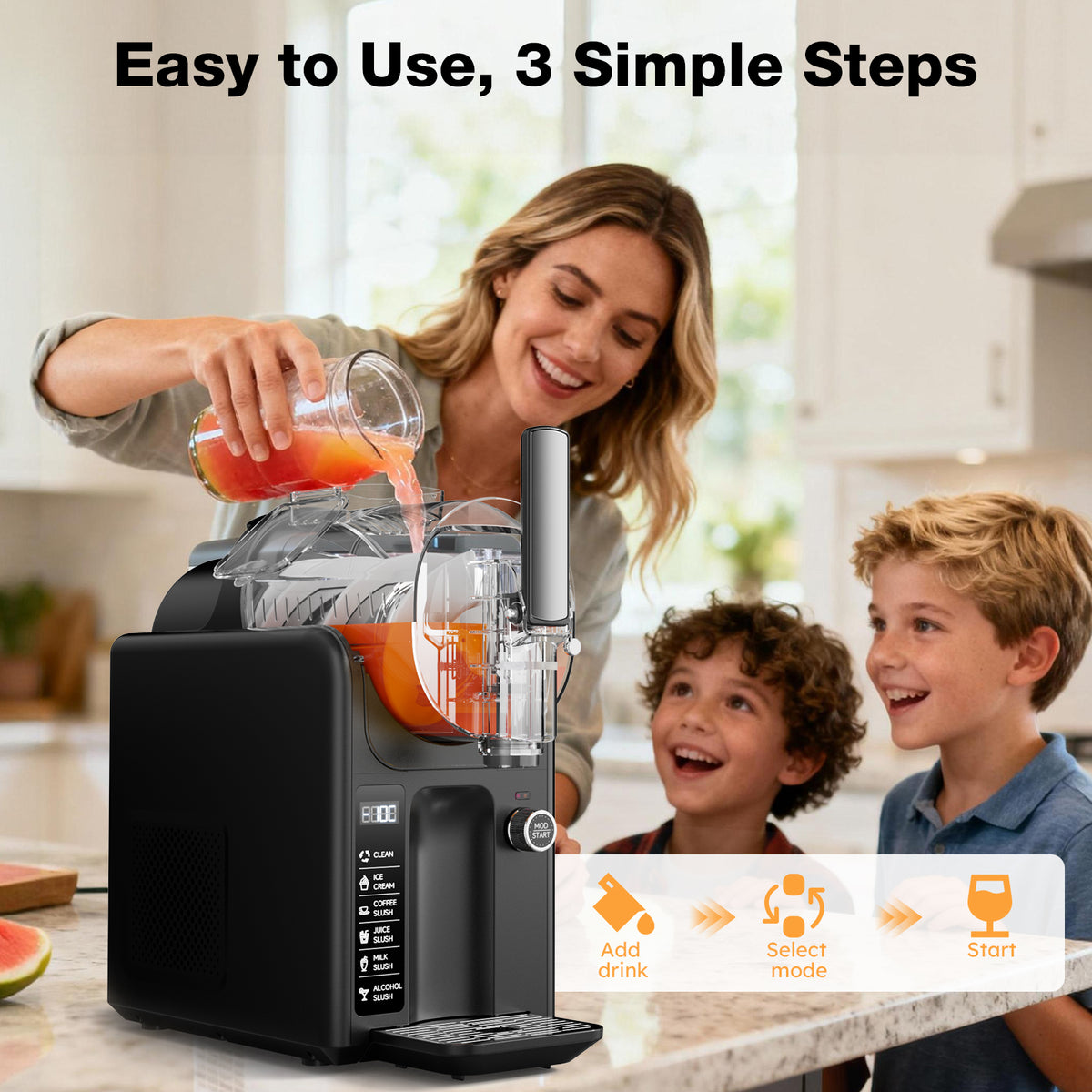 Ecojoy Slushie Machine for Home - No Ice Needed 88oz Slushy Machine, with Self-Cleaning & 5 Preset Programs Frozen Drink Maker, Margaritas, Frappés, Milkshake, Soft Ice Cream