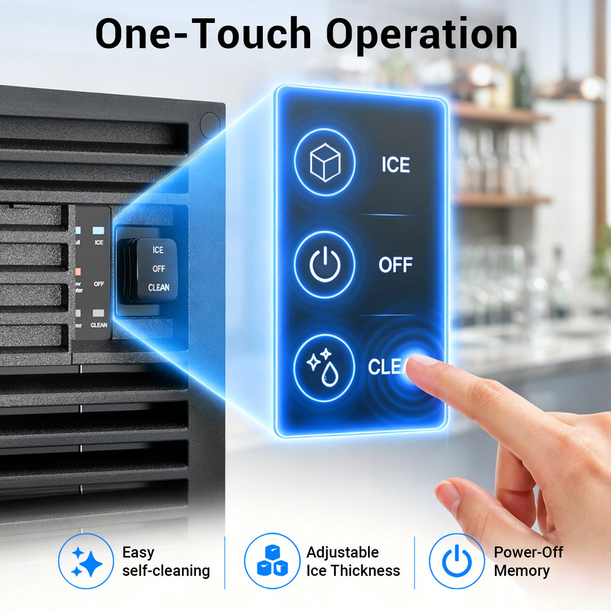 Ecojoy Commercial Under Counter Ice Maker, 100lbs/24H Ice Output, 33lbs Insulated Storage, Stainless Steel Built-in Freestanding Ice Machine with Self-Cleaning for Home Bar