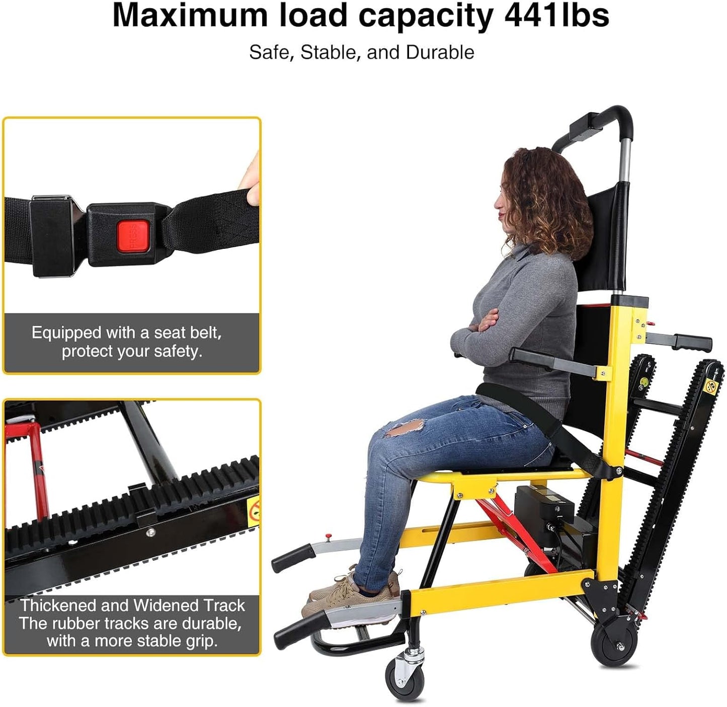Ecojoy Portable Electric Chair, Track Climbing Wheelchair, Assist Stair Chair Electric Wheelchair, 440 lb Limit