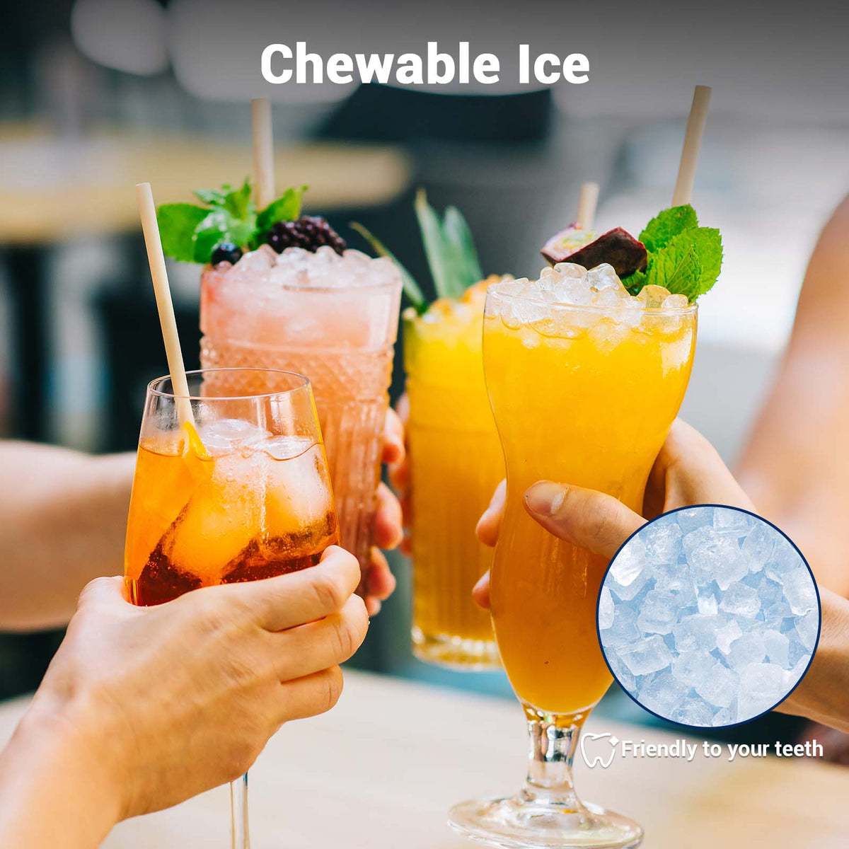 Ecojoy Countertop Chewable Nugget Ice Maker with 33lbs Daily Output, Quiet Operation & Portable Design for Home/Office Use