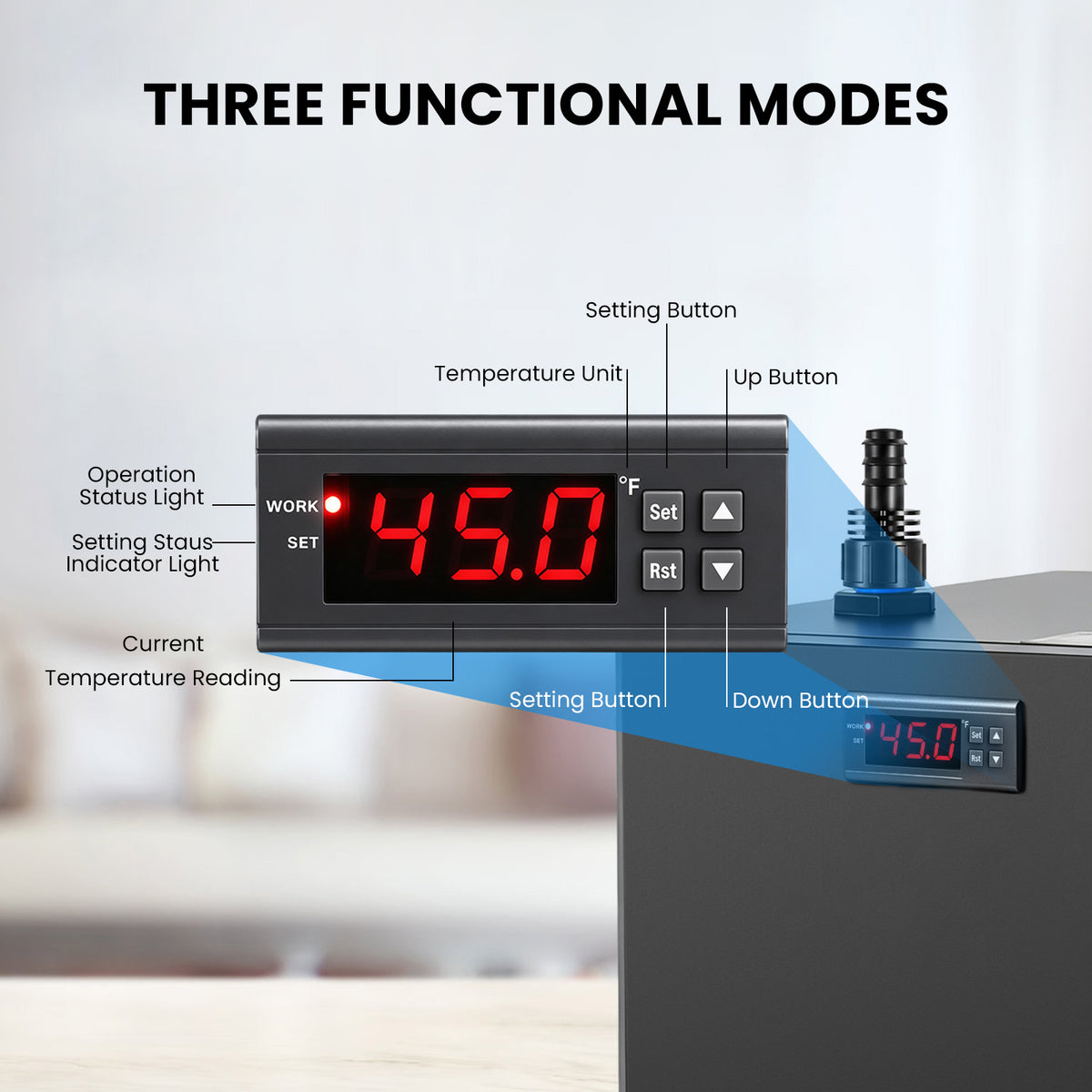Ecojoy 1/2 HP Aquarium Chiller, Quiet Fish Tank Water Chiller 100-132 Gal Energy-Saving Aquarium Cooler with Pump & Tubing for Large Saltwater Freshwater Axolotl Coral Reef Hydroponic Systems