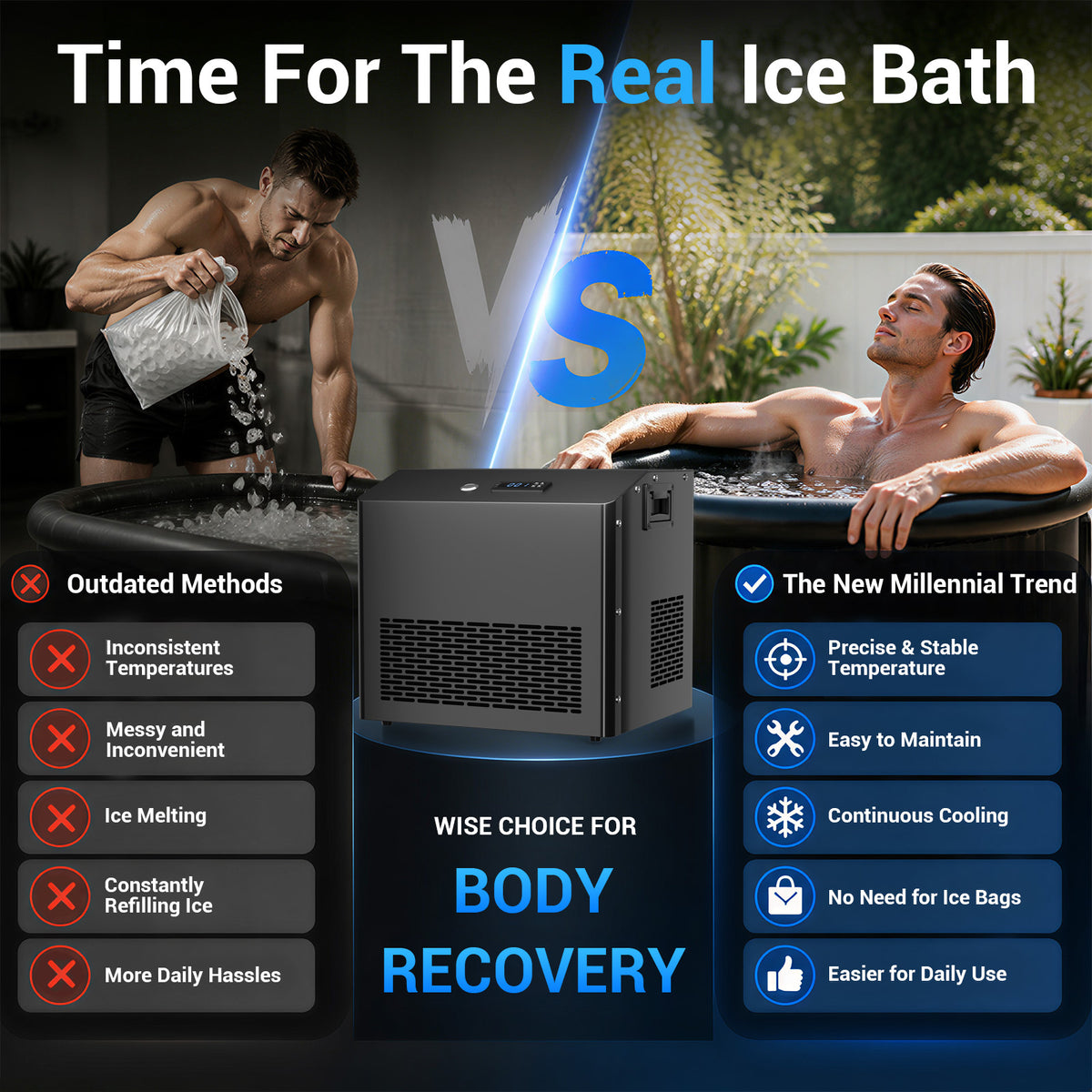 Ecojoy 1/2 HP Cold Plunge Chiller for Ice Bath Tub | Smart WiFi Control, Built-in Water Pump, Quiet Operation, Fast Cooling & Cold Therapy Recovery