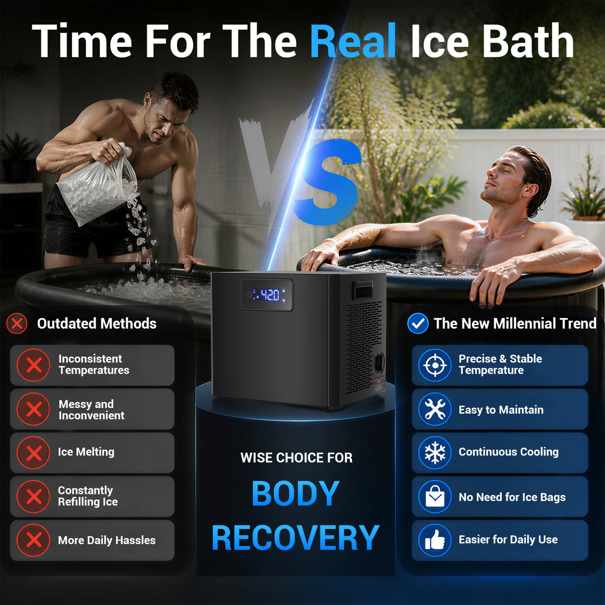 Ecojoy Aquarium Chiller, 1/3 HP Ice Bath Cold Plunge Chiller with Filter and Water Pump, Water Chiller for for Axolotl & Tubs