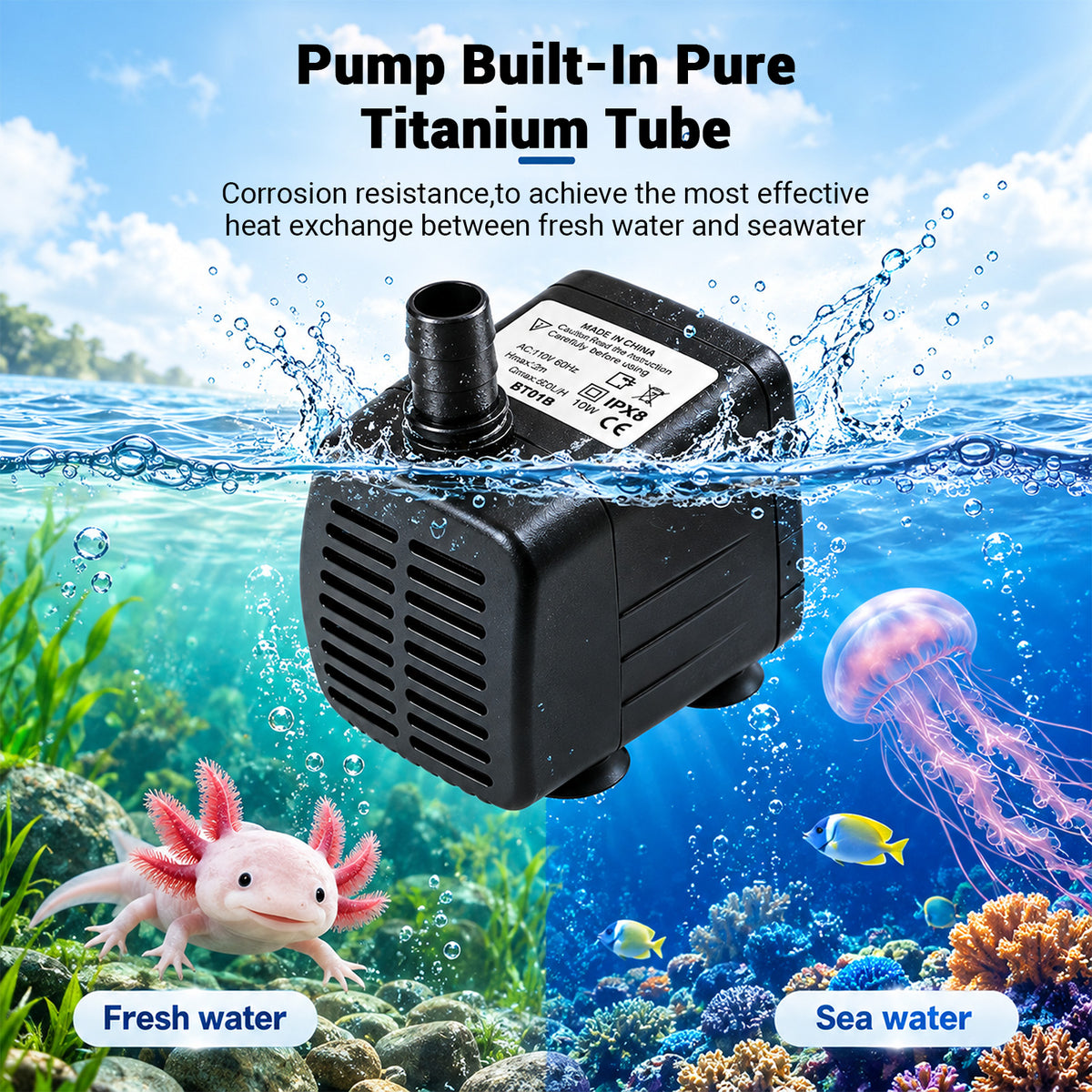 Ecojoy Aquarium Chiller 42 Gal, 1/10 HP Fish Tank Water Chiller Machine Hydroponic Cooling System with Effective Refrigeration Compressor and Upgraded LED display, for Axolotl Jellyfish