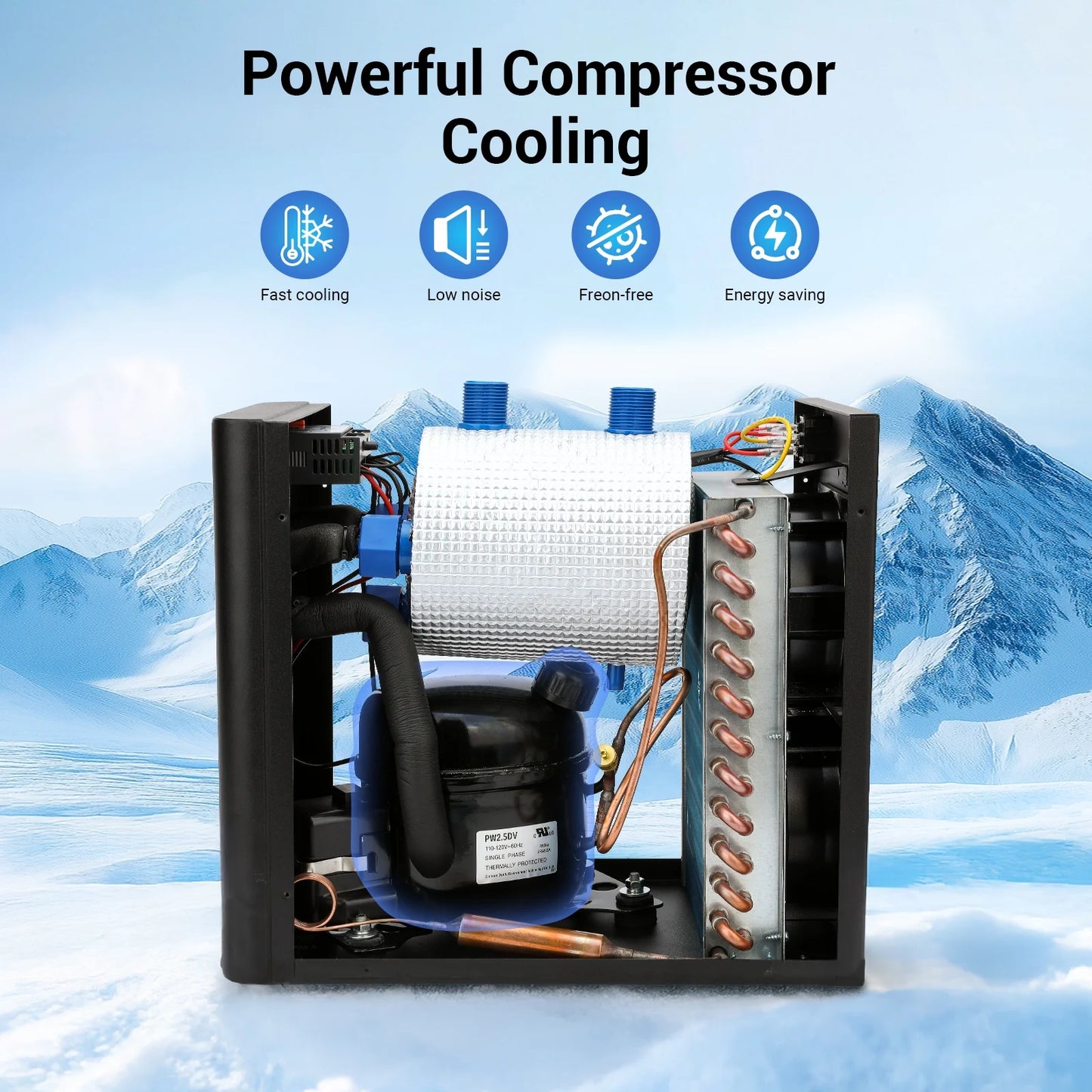 Ecojoy Aquarium Water Chiller 75GAL 1/3HP Fish Tank Chiller, 300L Cooling System with Quiet Design Compressor Refrigeration