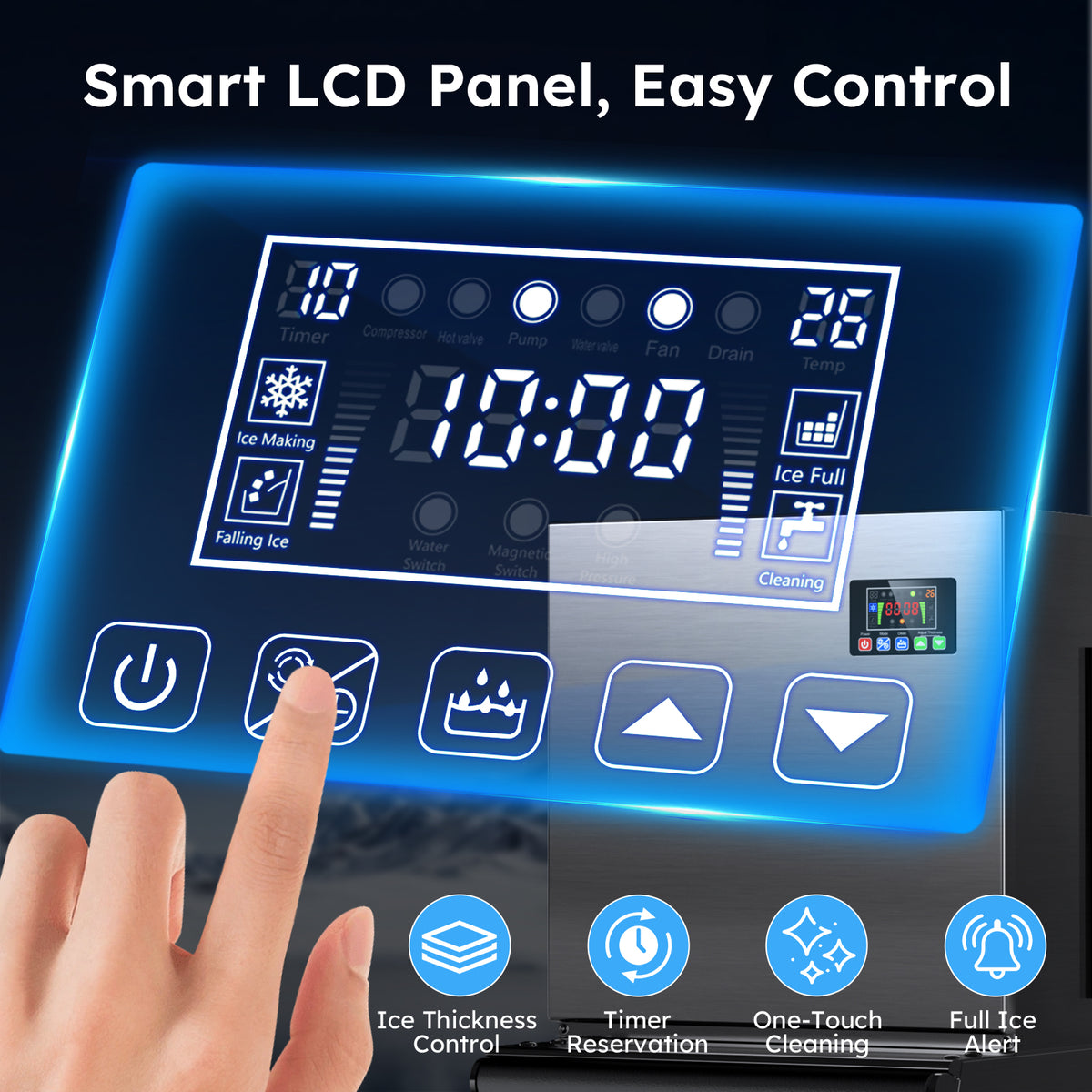 Ecojoy 550 lbs/24H Commercial Ice Maker Machine with 400 lbs Storage Bin, Self-Cleaning Mode, Built-In Water Filter, 30-Level Ice Thickness Control for Restaurant, Bar, Hotel and Industrial Use